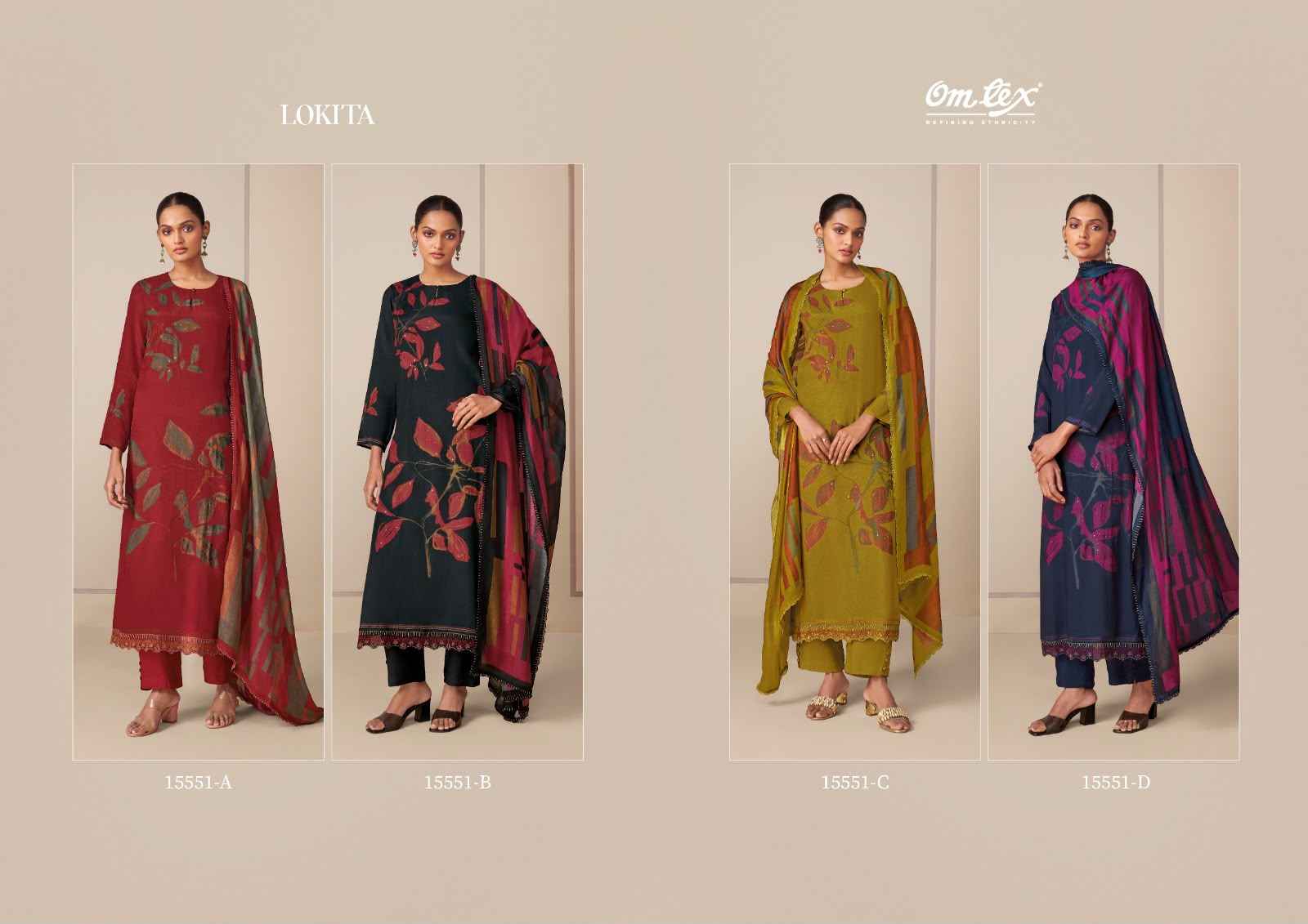 Omtex Lokita Musleen Silk Dress Material 4 Pc Catalouge