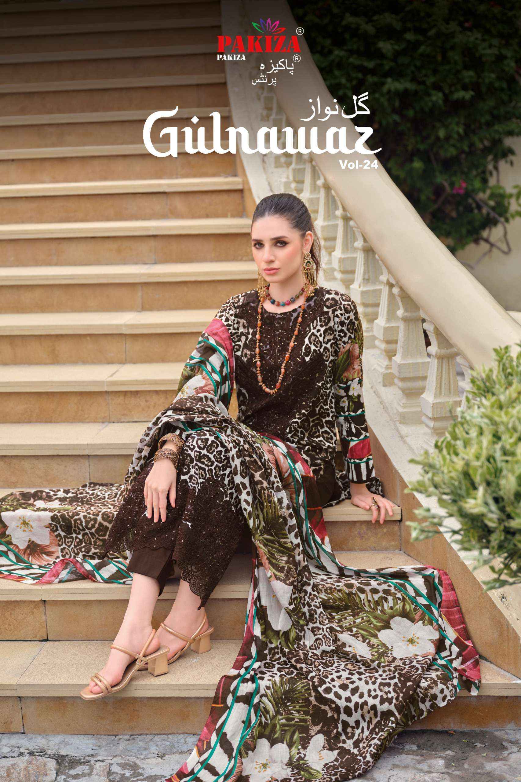 Pakiza Prints Gulnawaz Vol 24 Lawn Cotton Dress Material 4 pcs Catalogue