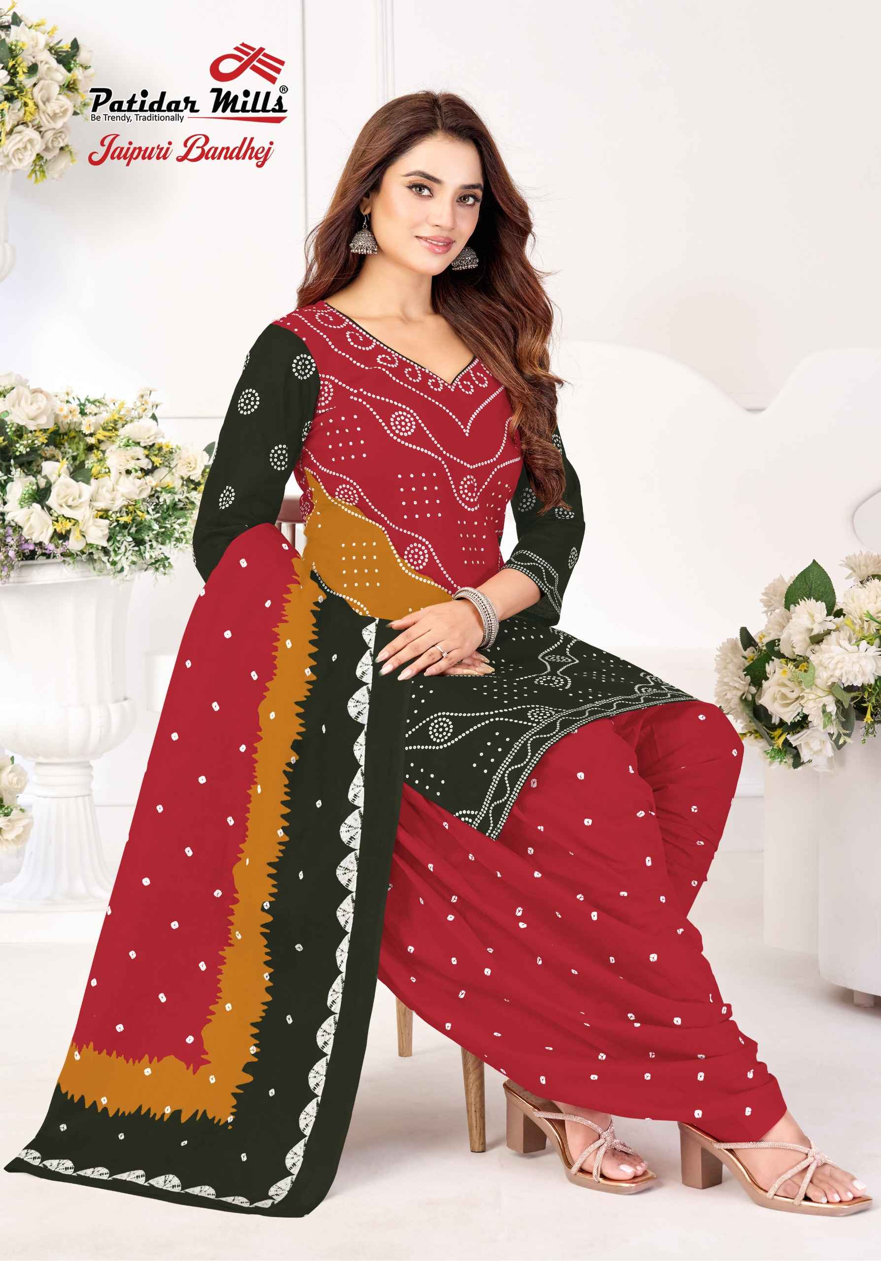 Patidar Mills Jaipuri Bandhej Vol 1 Cotton Dress Material 10 pcs Catalogue