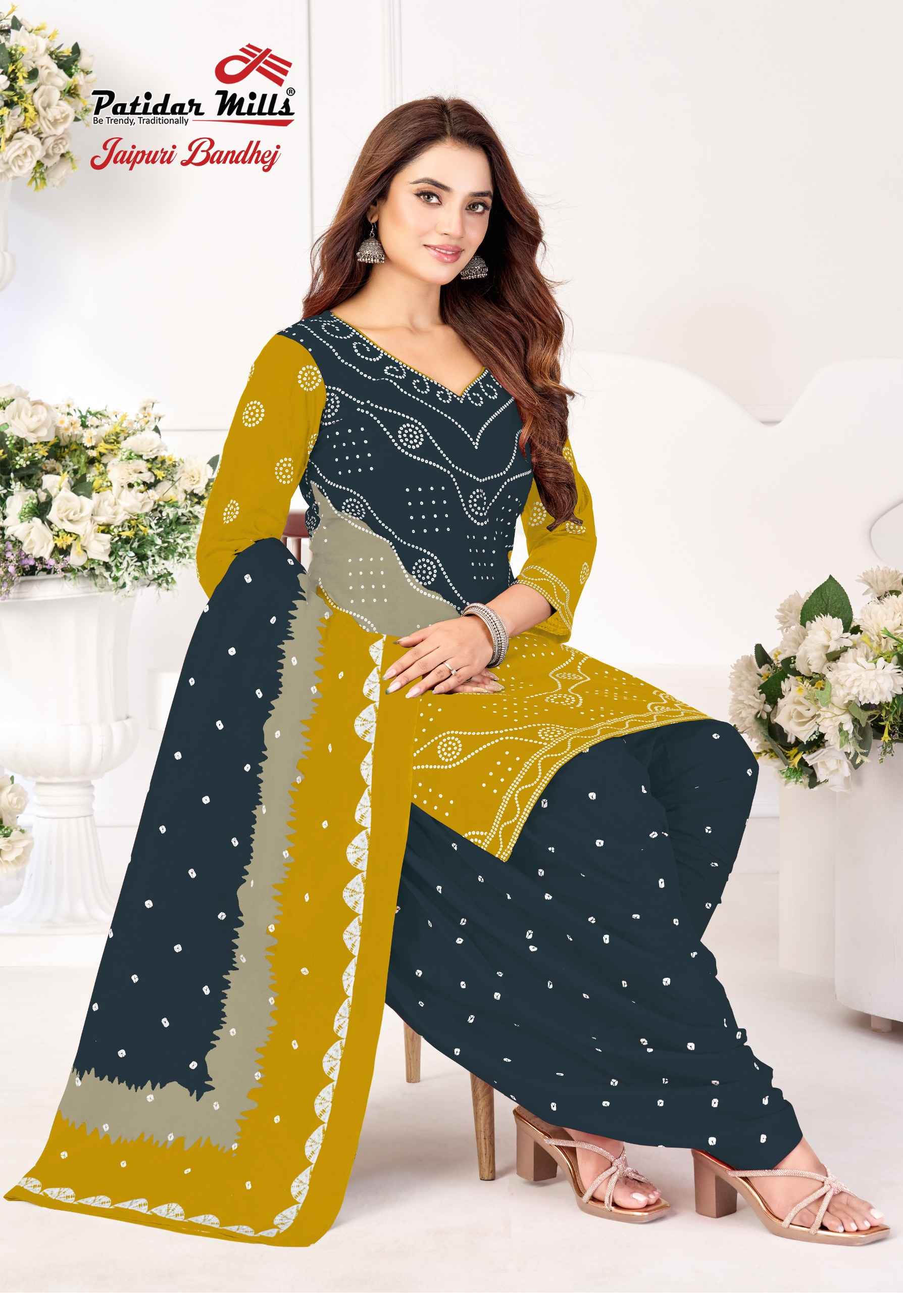 Patidar Mills Jaipuri Bandhej Vol 1 Cotton Dress Material 10 pcs Catalogue