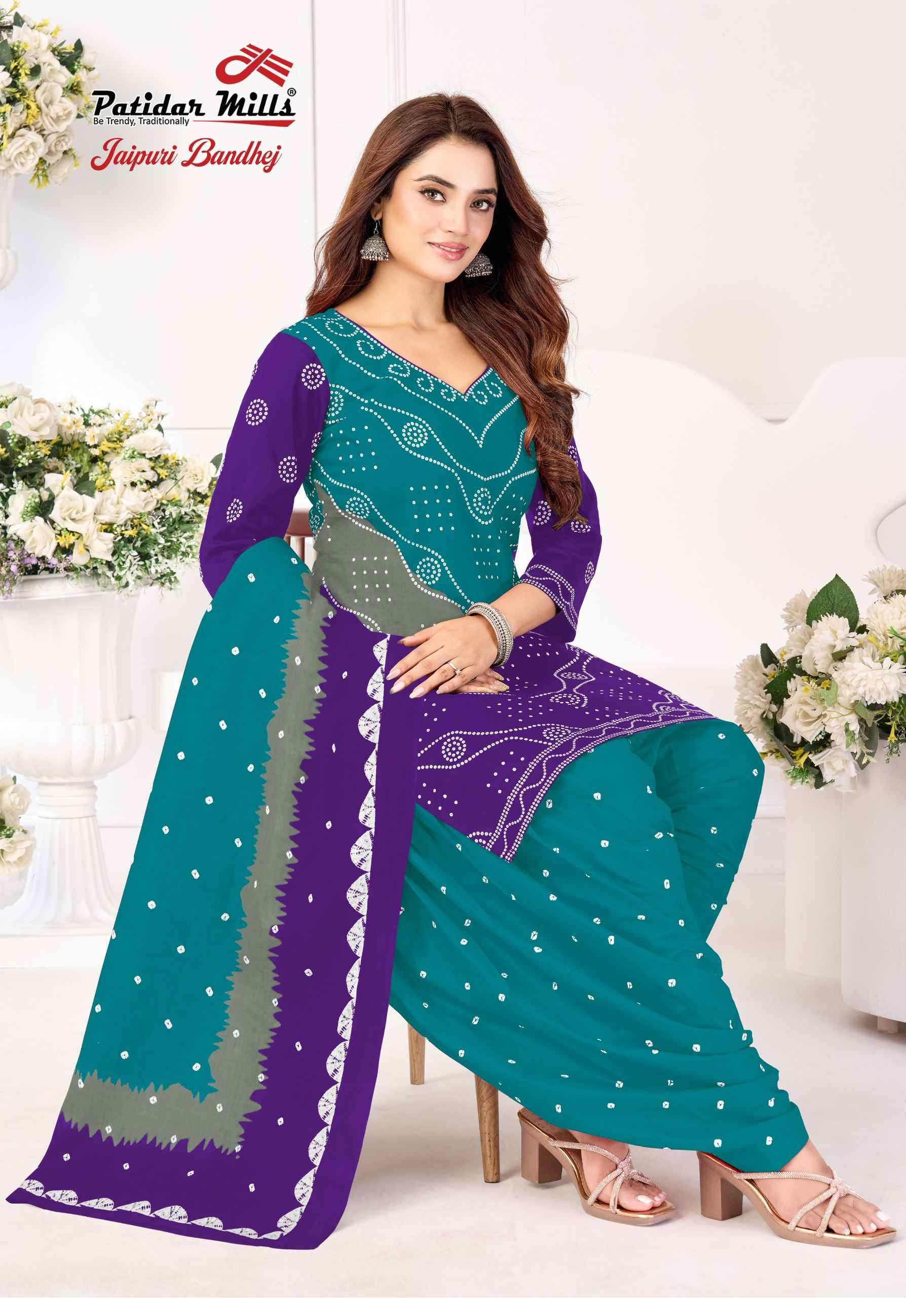 Patidar Mills Jaipuri Bandhej Vol 1 Cotton Dress Material 10 pcs Catalogue