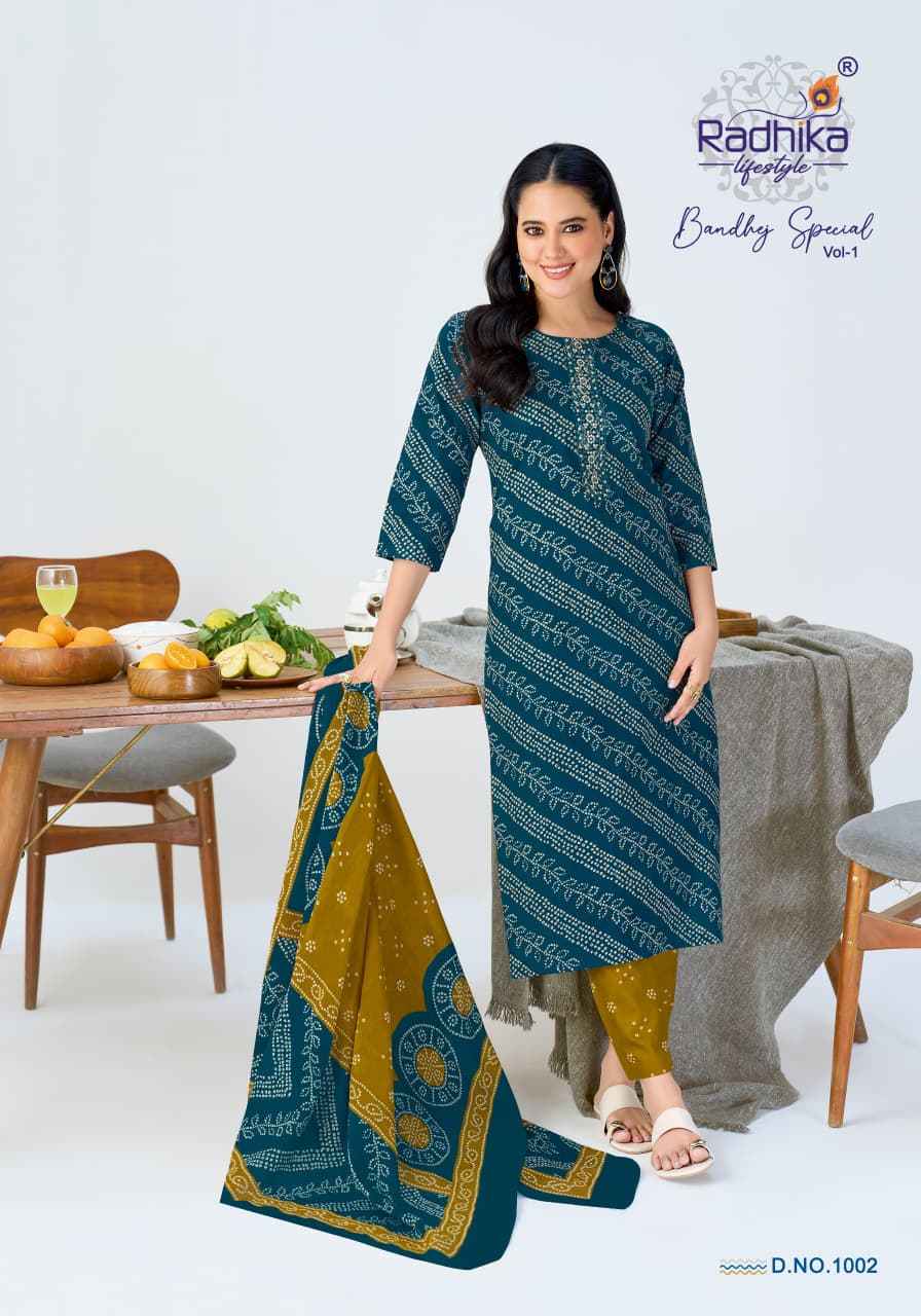 Radhika Lifestyle Bandhej Special Vol 1 Cotton Kurti Combo 6 pcs Catalogue