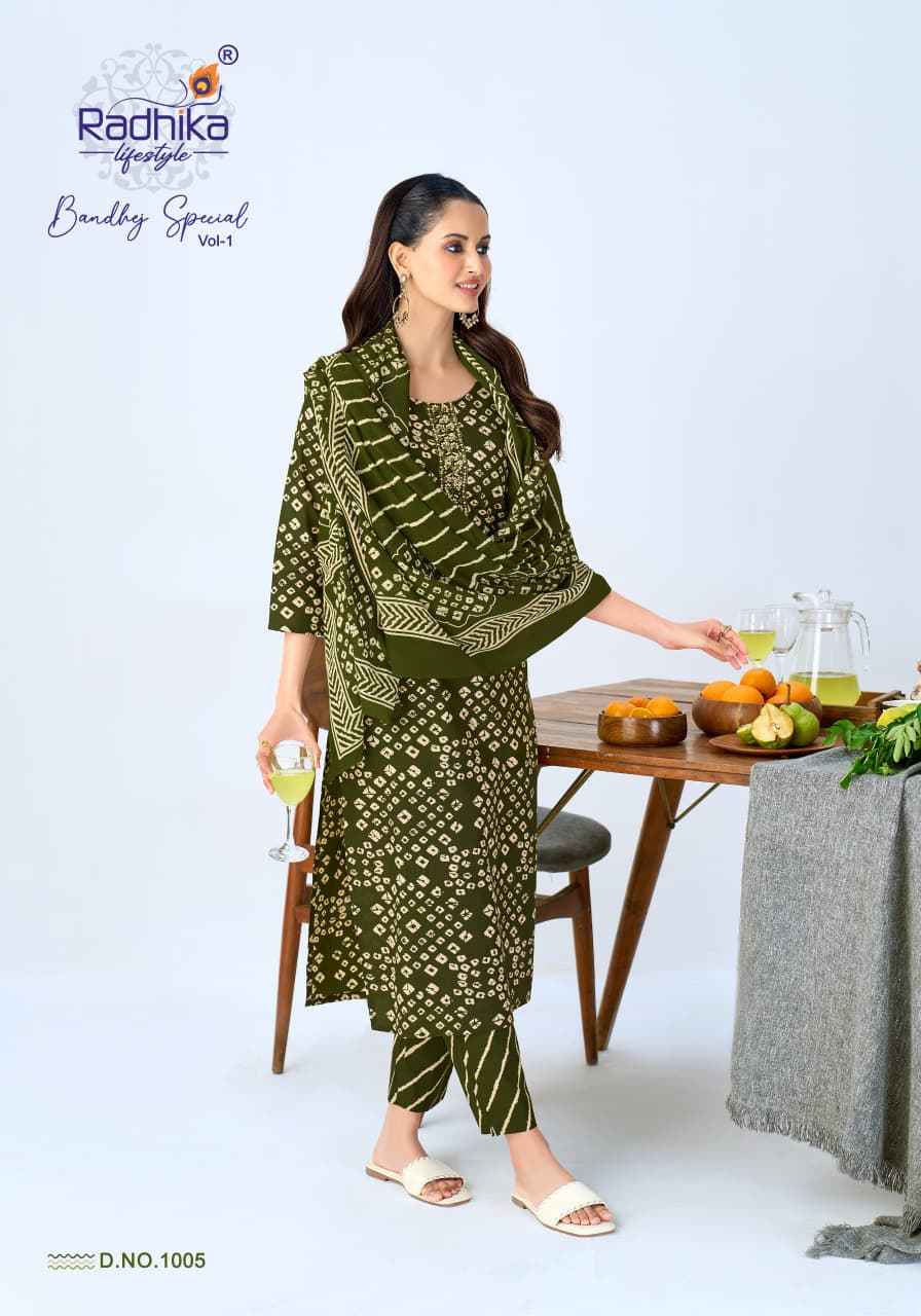 Radhika Lifestyle Bandhej Special Vol 1 Cotton Kurti Combo 6 pcs Catalogue