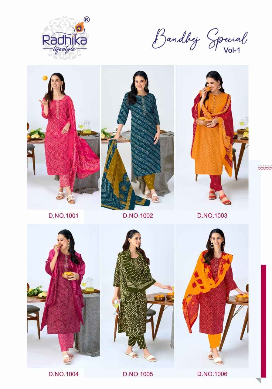 Radhika Lifestyle Bandhej Special Vol 1 Cotton Kurti Combo 6 pcs Catalogue