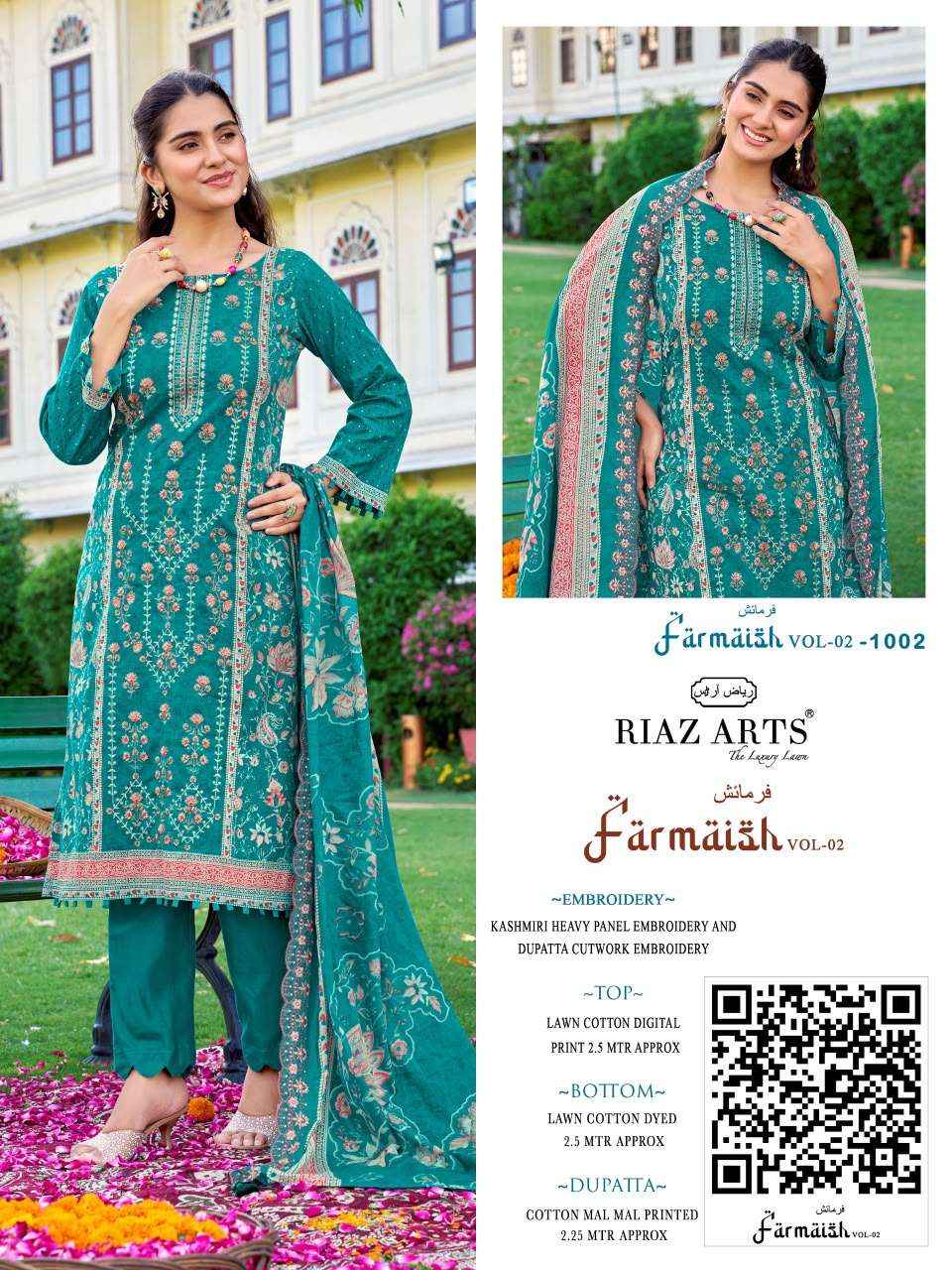 Riaz Arts Farmaish Vol 2 Lawn Cotton Dress Material 6 pcs Catalogue