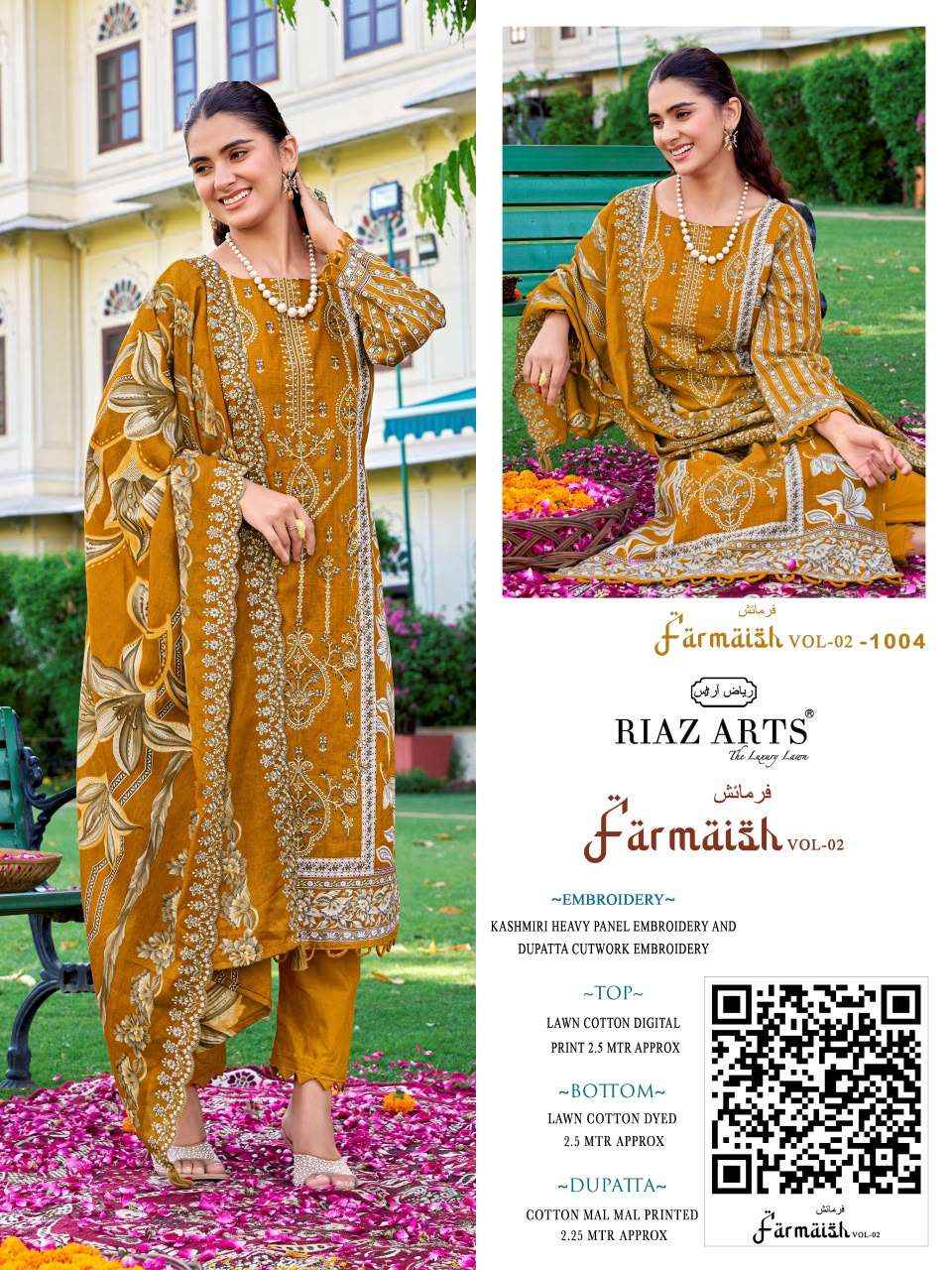 Riaz Arts Farmaish Vol 2 Lawn Cotton Dress Material 6 pcs Catalogue