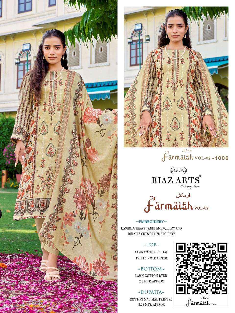 Riaz Arts Farmaish Vol 2 Lawn Cotton Dress Material 6 pcs Catalogue