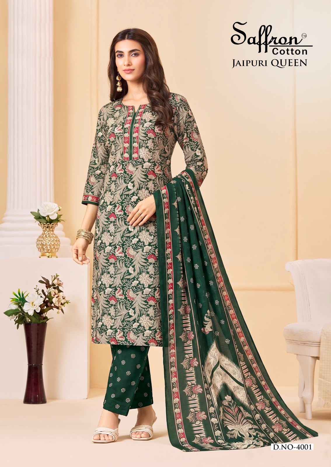 Saffron Cotton Jaipuri Karachi Queen Vol 4 Cotton Dress Material 8 pcs Catalogue