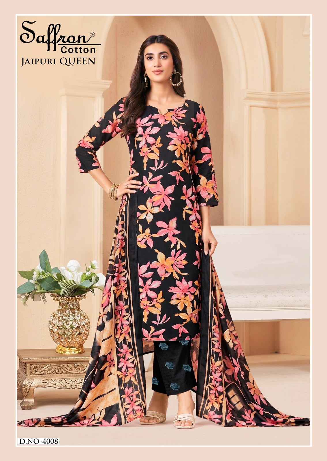Saffron Cotton Jaipuri Karachi Queen Vol 4 Cotton Dress Material 8 pcs Catalogue