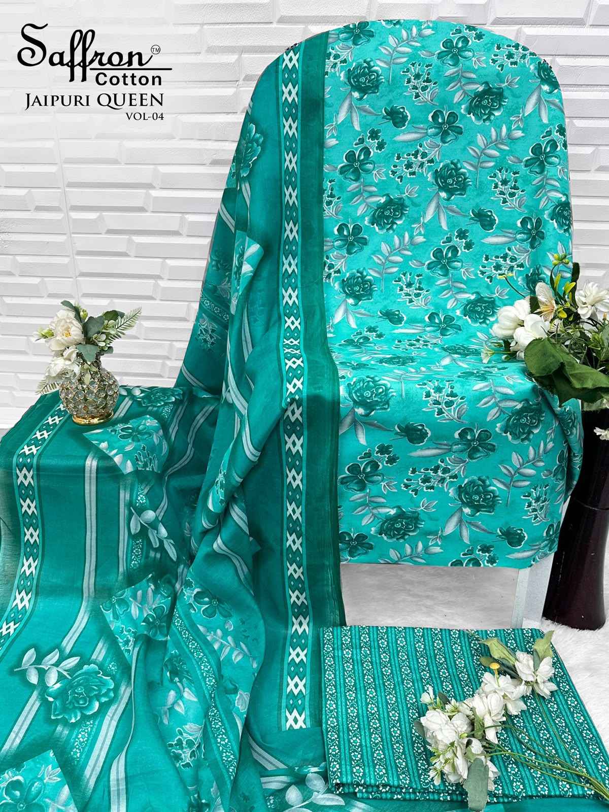 Saffron Cotton Jaipuri Karachi Queen Vol 4 Cotton Dress Material 8 pcs Catalogue