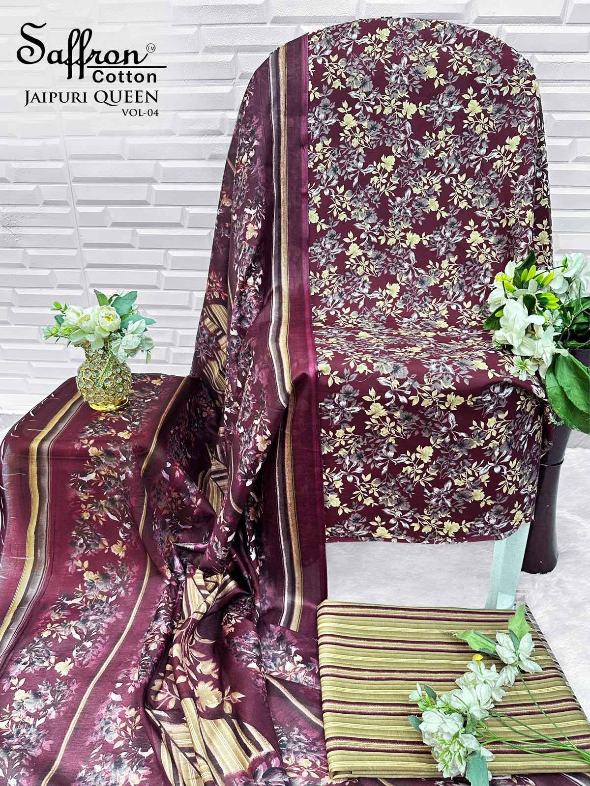 Saffron Cotton Jaipuri Karachi Queen Vol 4 Cotton Dress Material 8 pcs Catalogue