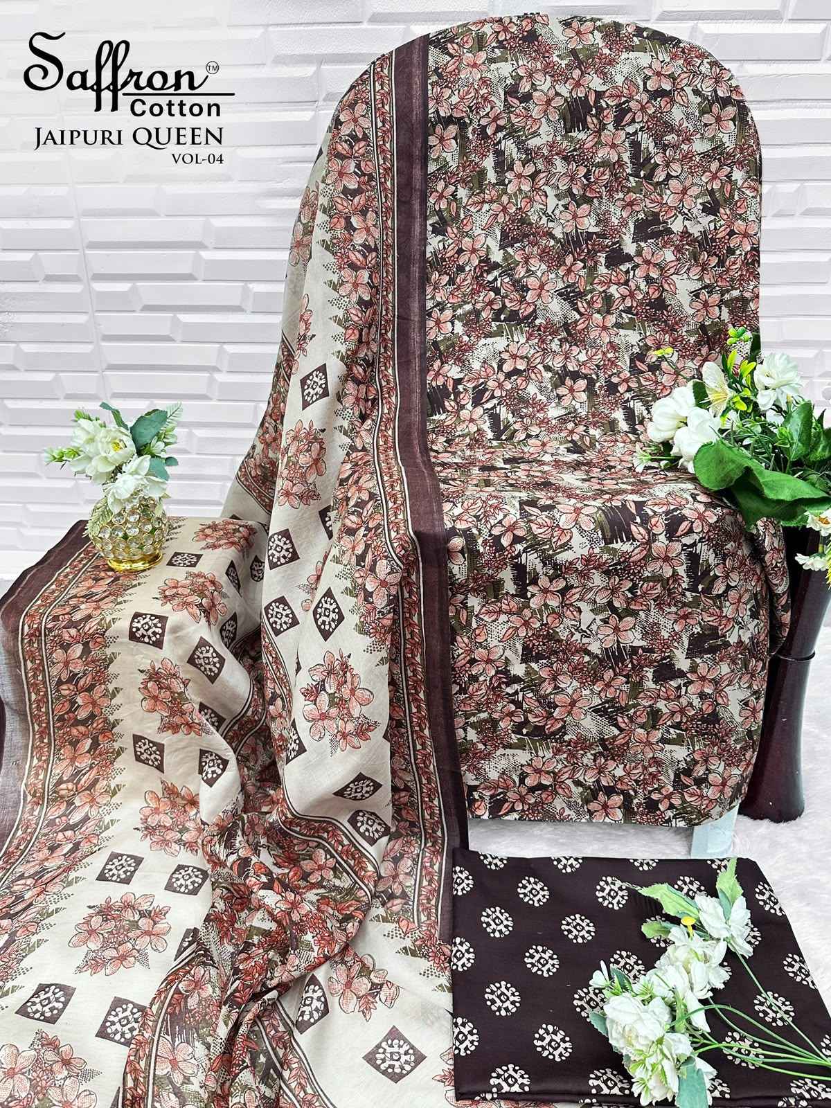 Saffron Cotton Jaipuri Karachi Queen Vol 4 Cotton Dress Material 8 pcs Catalogue