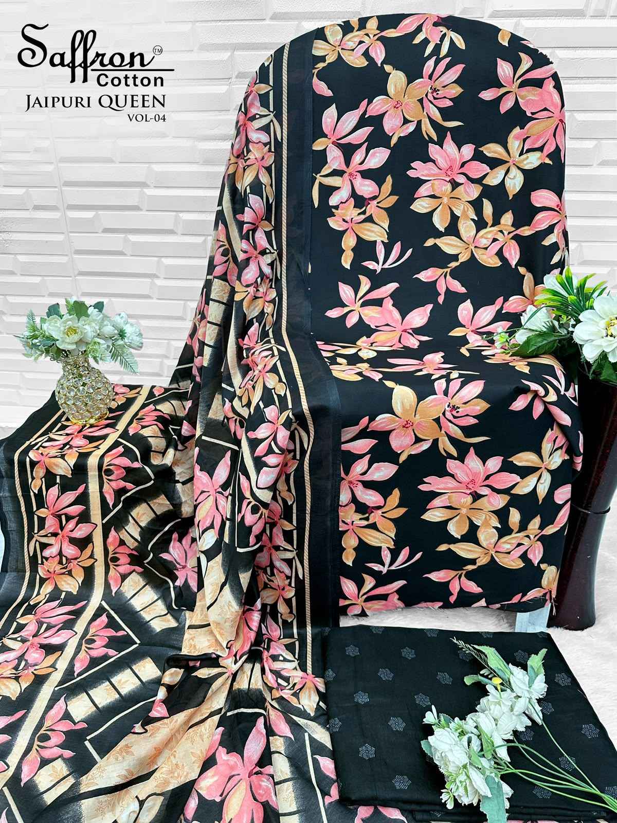 Saffron Cotton Jaipuri Karachi Queen Vol 4 Cotton Dress Material 8 pcs Catalogue