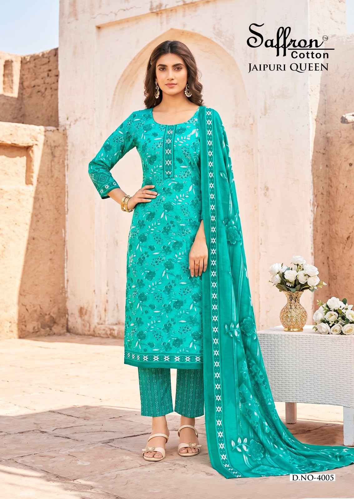 Saffron Cotton Jaipuri Karachi Queen Vol 4 Cotton Dress Material 8 pcs Catalogue