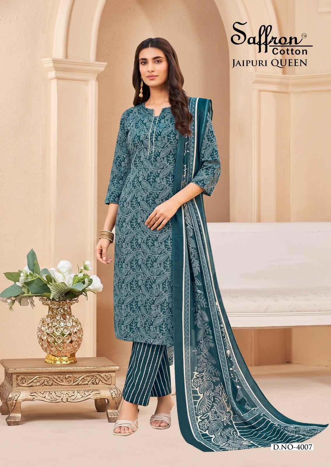 Saffron Cotton Jaipuri Karachi Queen Vol 4 Cotton Dress Material 8 pcs Catalogue