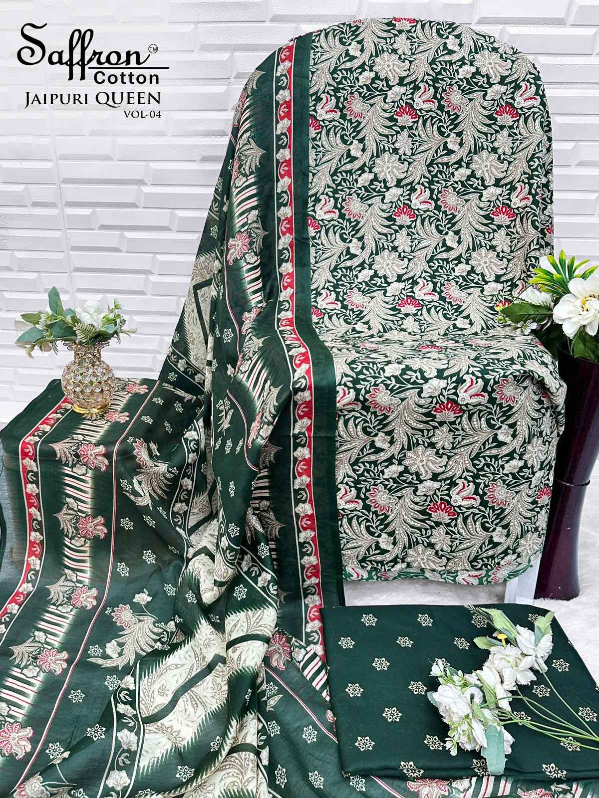 Saffron Cotton Jaipuri Karachi Queen Vol 4 Cotton Dress Material 8 pcs Catalogue