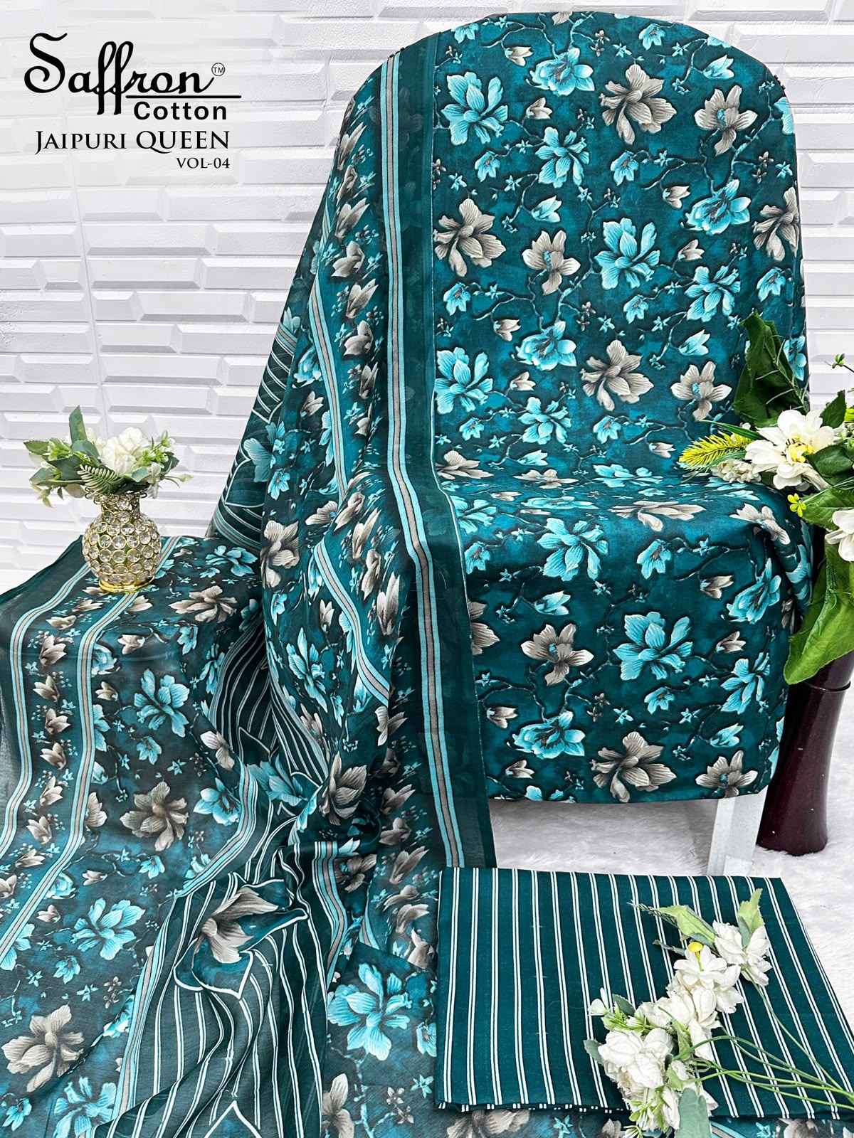 Saffron Cotton Jaipuri Karachi Queen Vol 4 Cotton Dress Material 8 pcs Catalogue