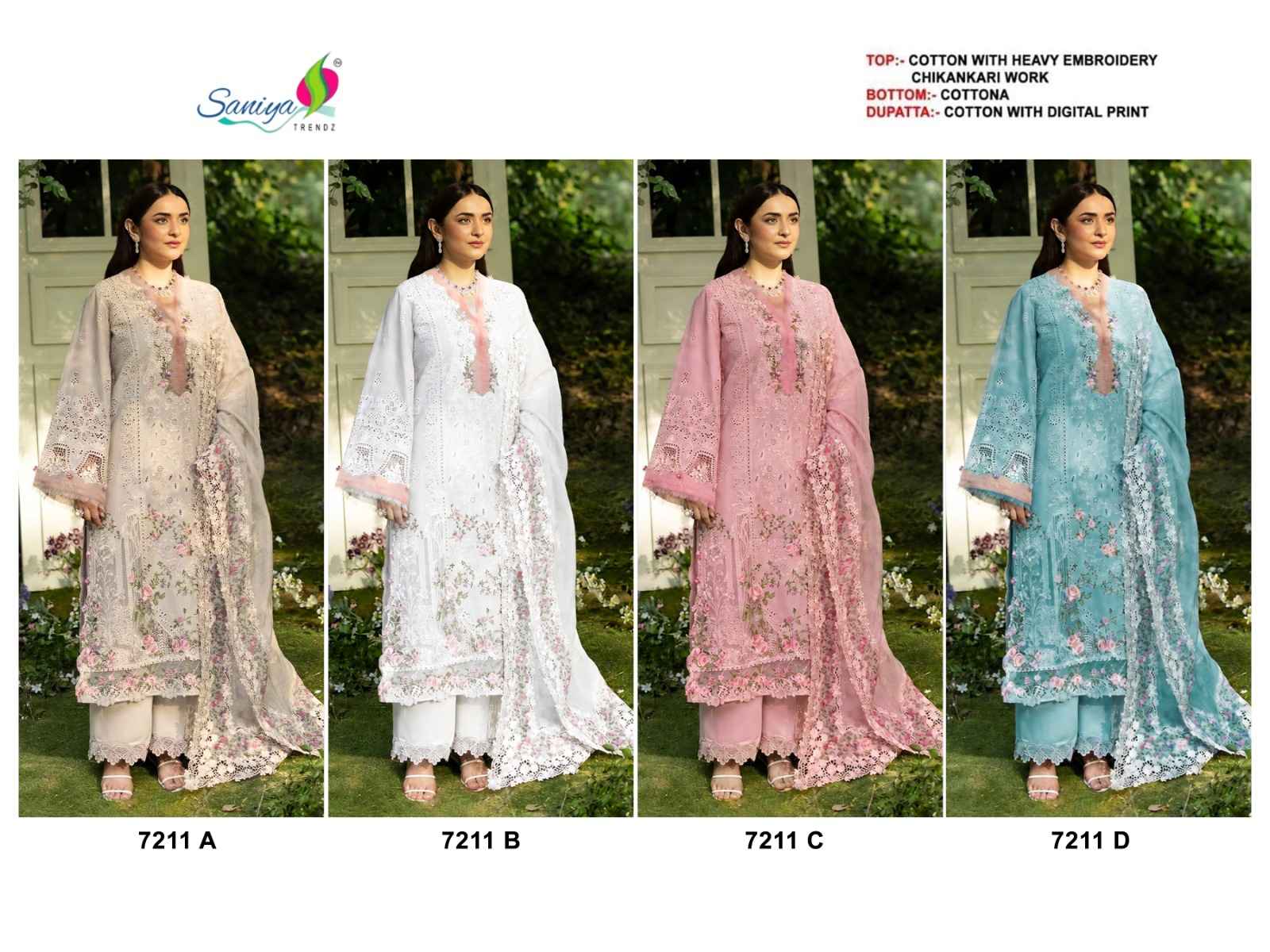 Saniya Trendz D No 7211 Cotton Dress Material 4 pcs Catalogue