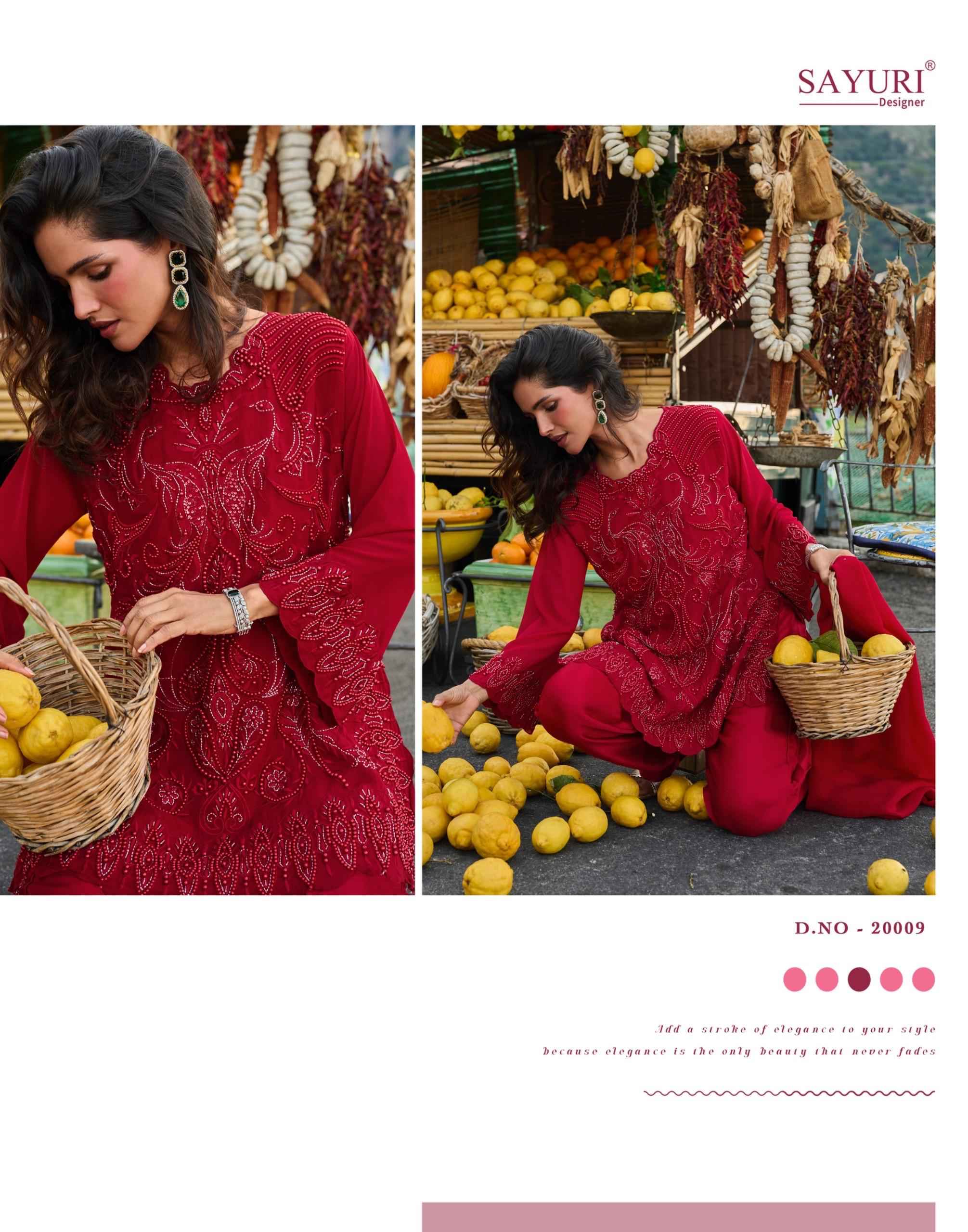 Sayuri Designer Divya Readymade Real Georgette Dress 5 pcs Catalogue