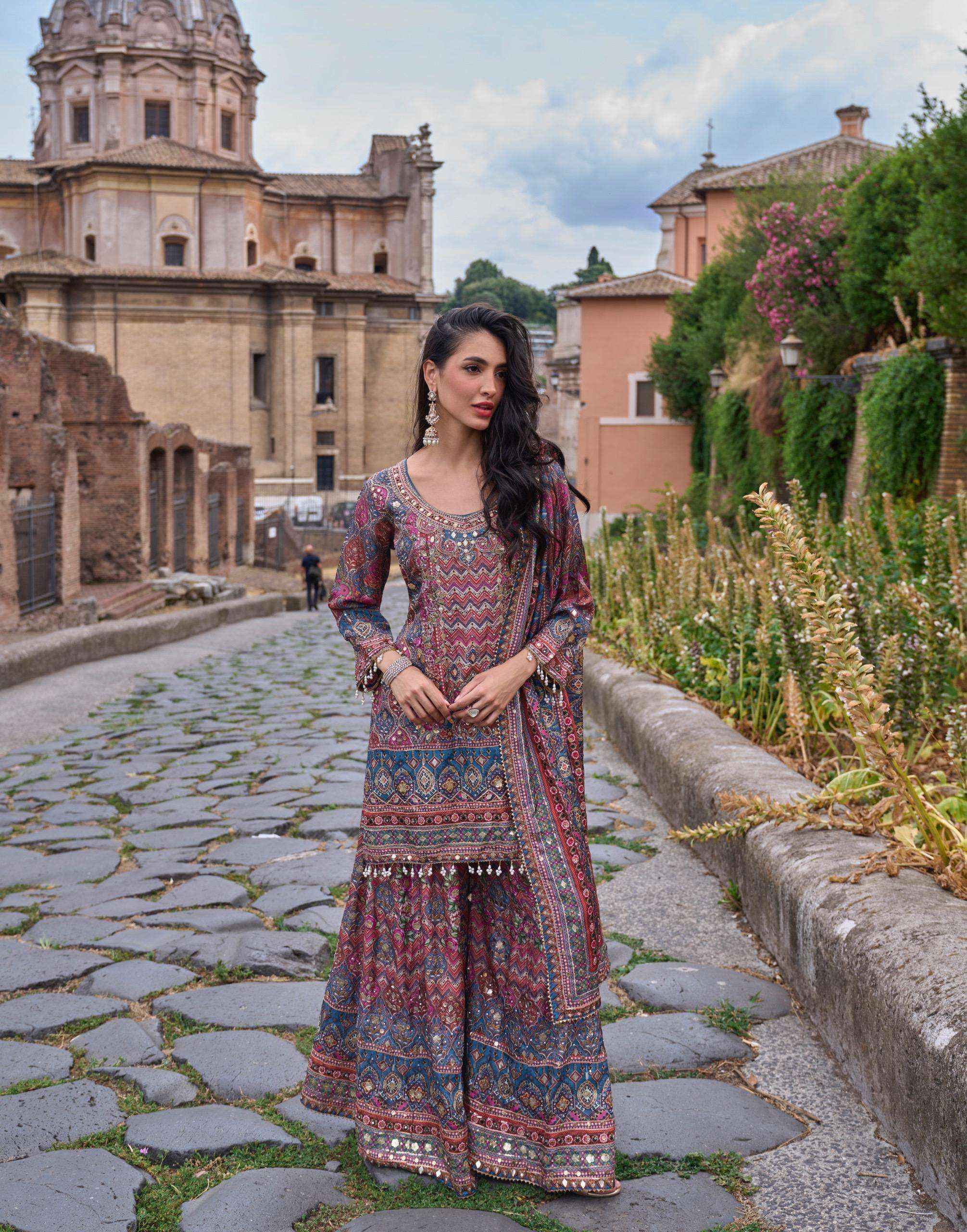 Sayuri Designer Nimrit Readymade Crepe Silk Dress 3 pcs Catalogue