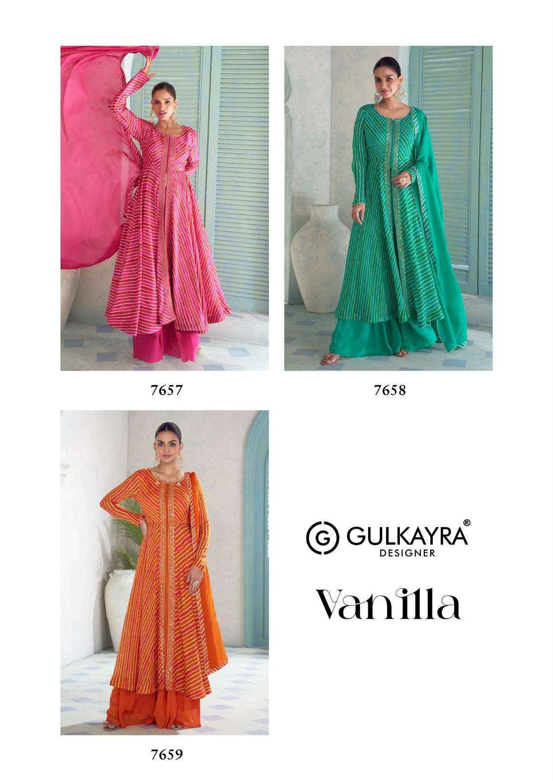 Sayuri Designer Vanilla Readymade Chinon Dress 3 pcs Catalogue