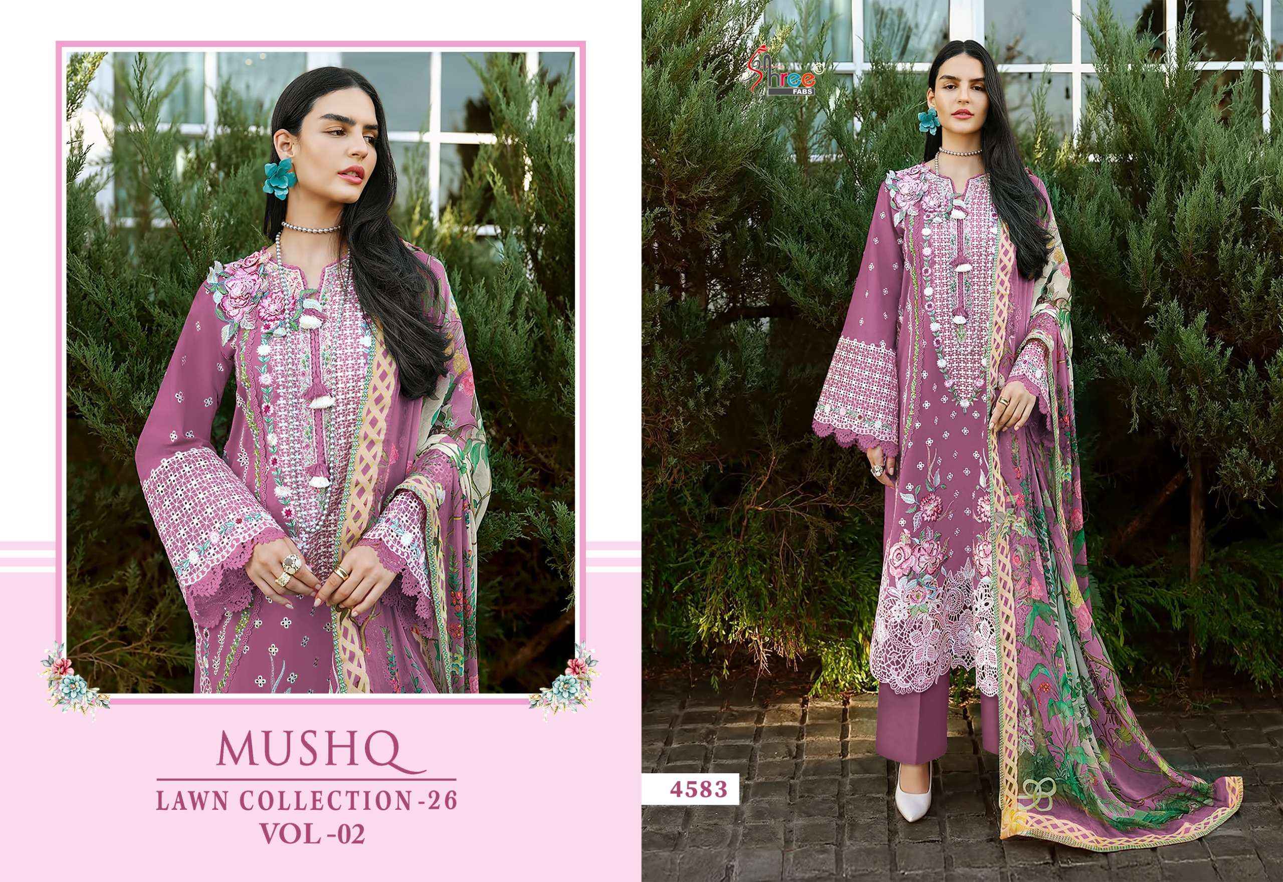 Shree Fabs Mushq Lawn Collection 26 Vol 2 Cotton Dress Material 6 pcs Catalogue