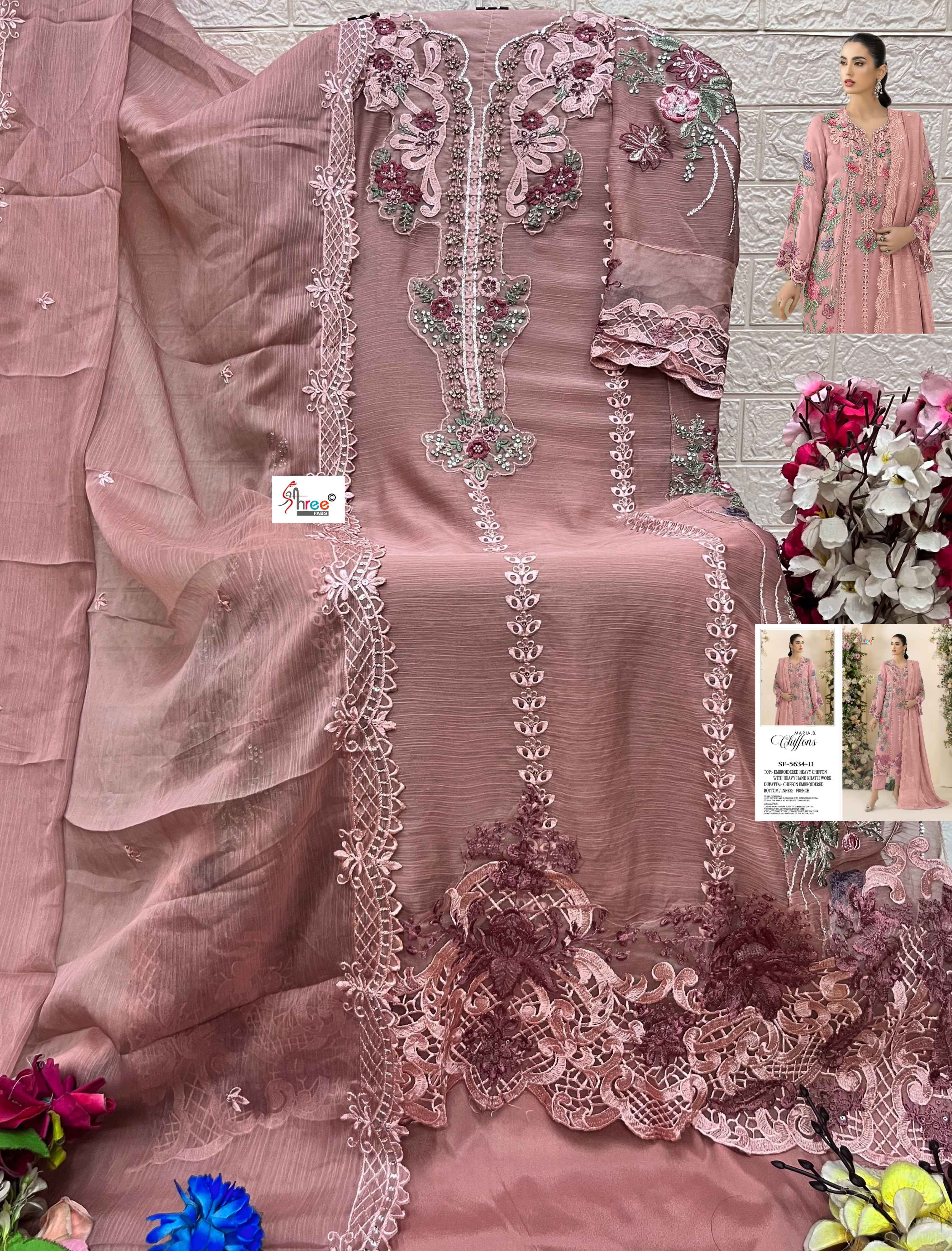 Shree Fabs SF 5634 Chiffon Dress Material 4 pcs Catalogue