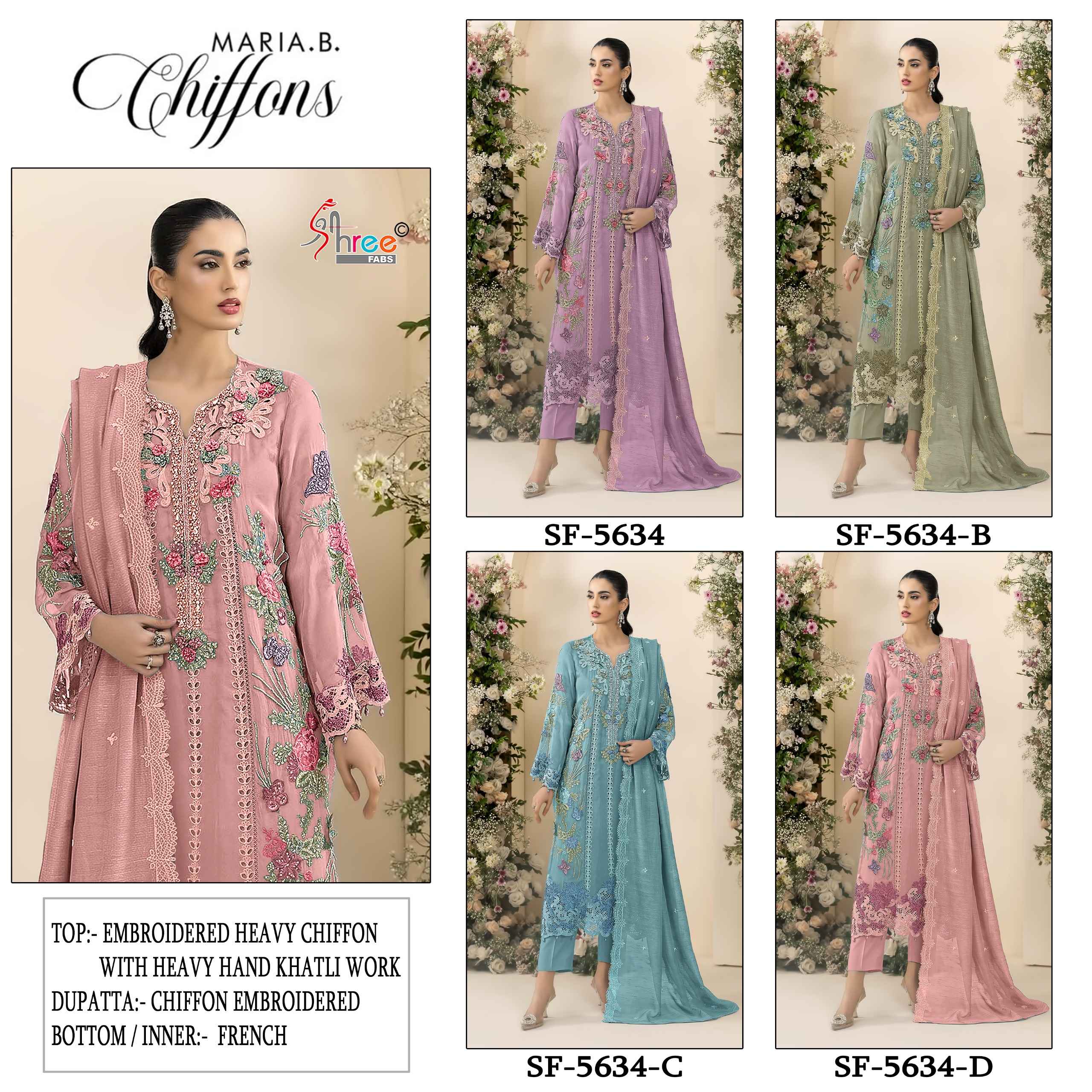 Shree Fabs SF 5634 Chiffon Dress Material 4 pcs Catalogue