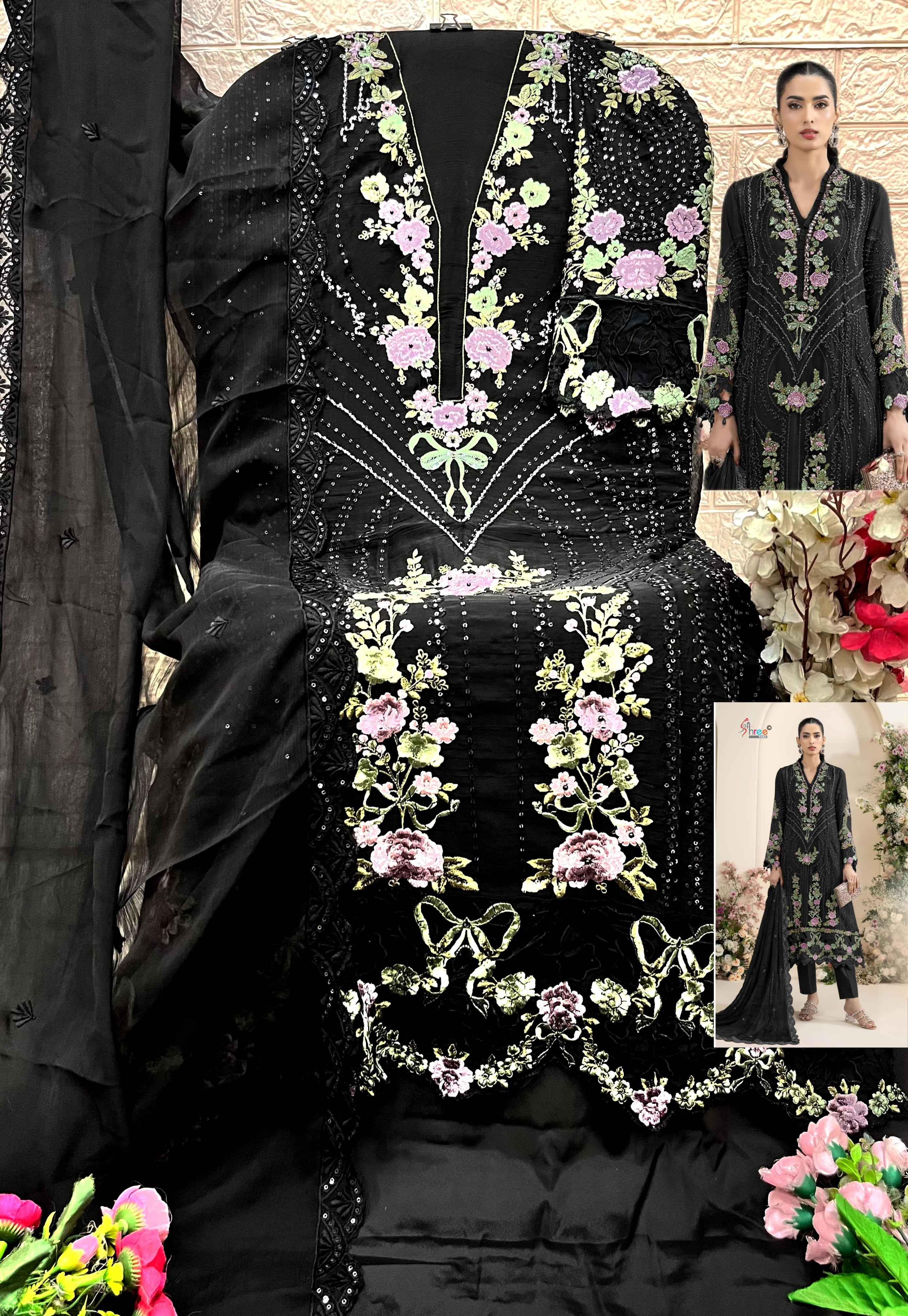 Shree Fabs SF 5635 Chiffon Dress Material 4 pcs Catalogue
