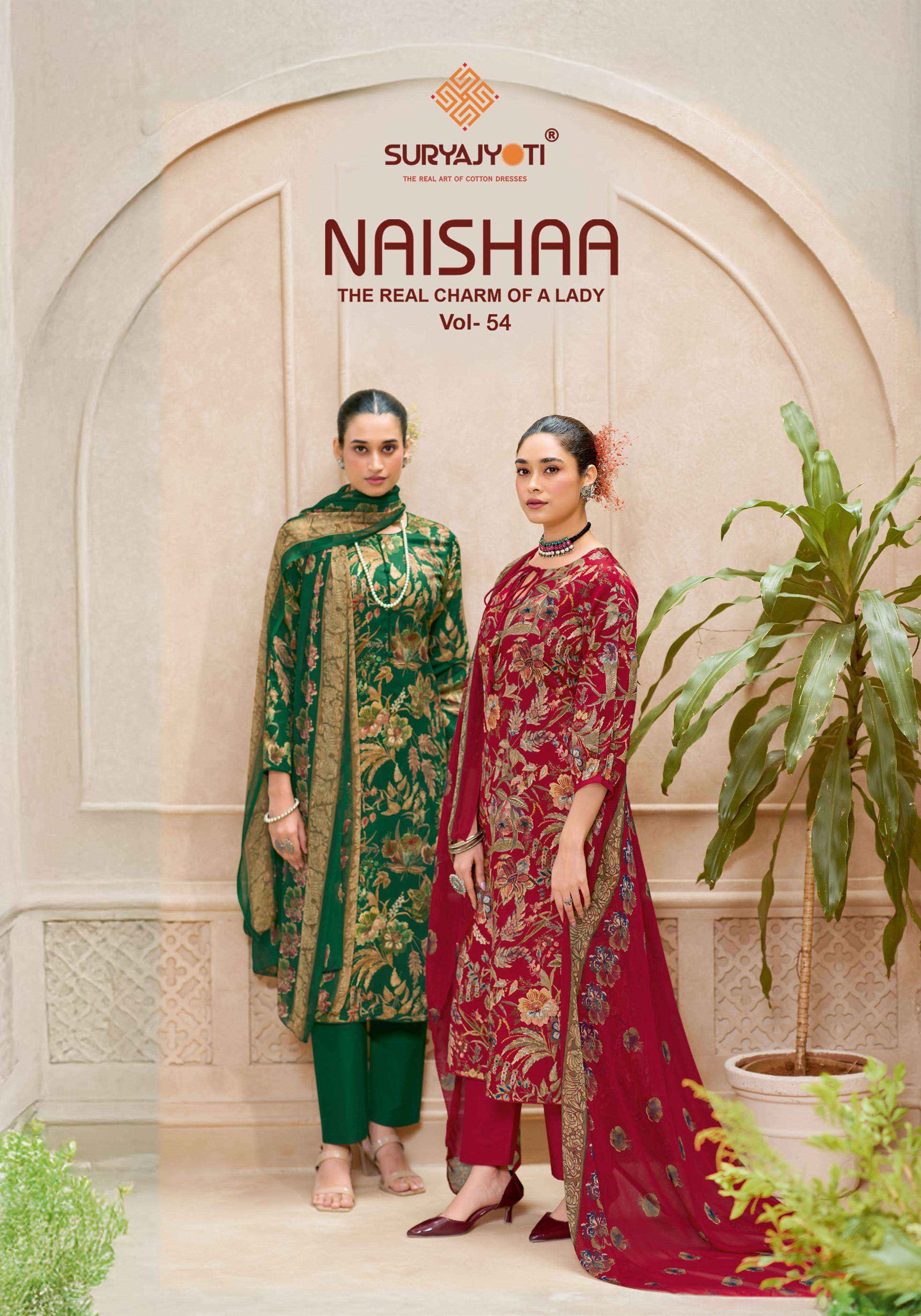 Suryajyoti Naishaa Vol 54 Jam Satin Dress Material 10 pcs Catalogue