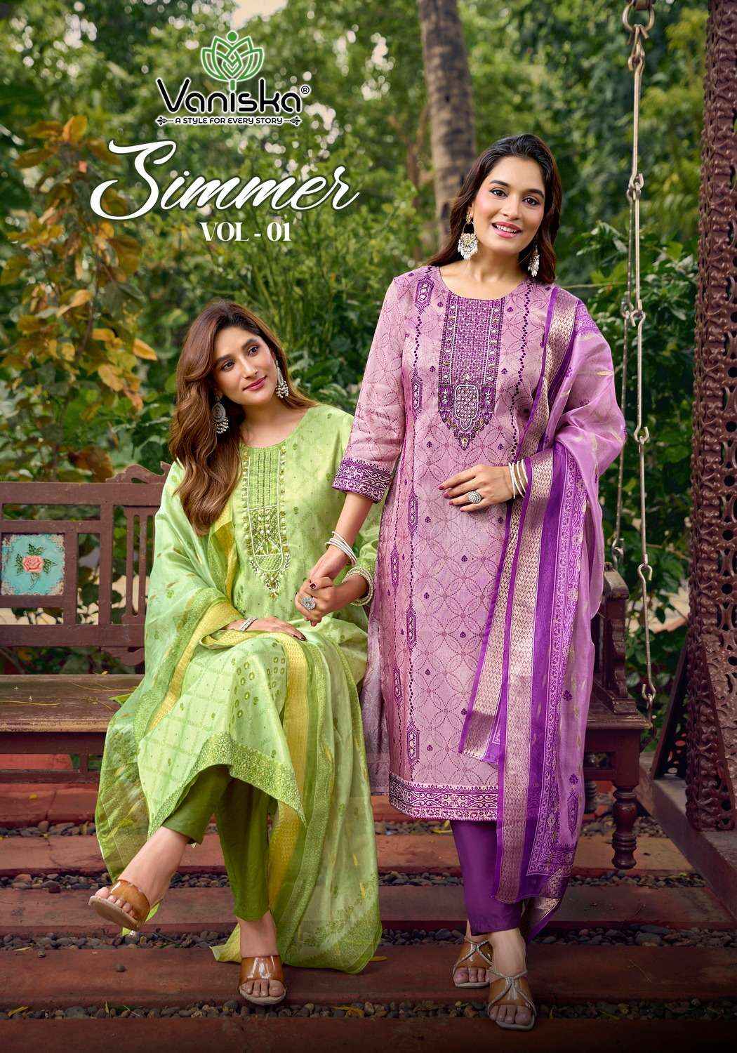 Vaniska Fashion Simmer Vol 1 Silk Jacquard Kurti Combo 6 pcs Catalogue