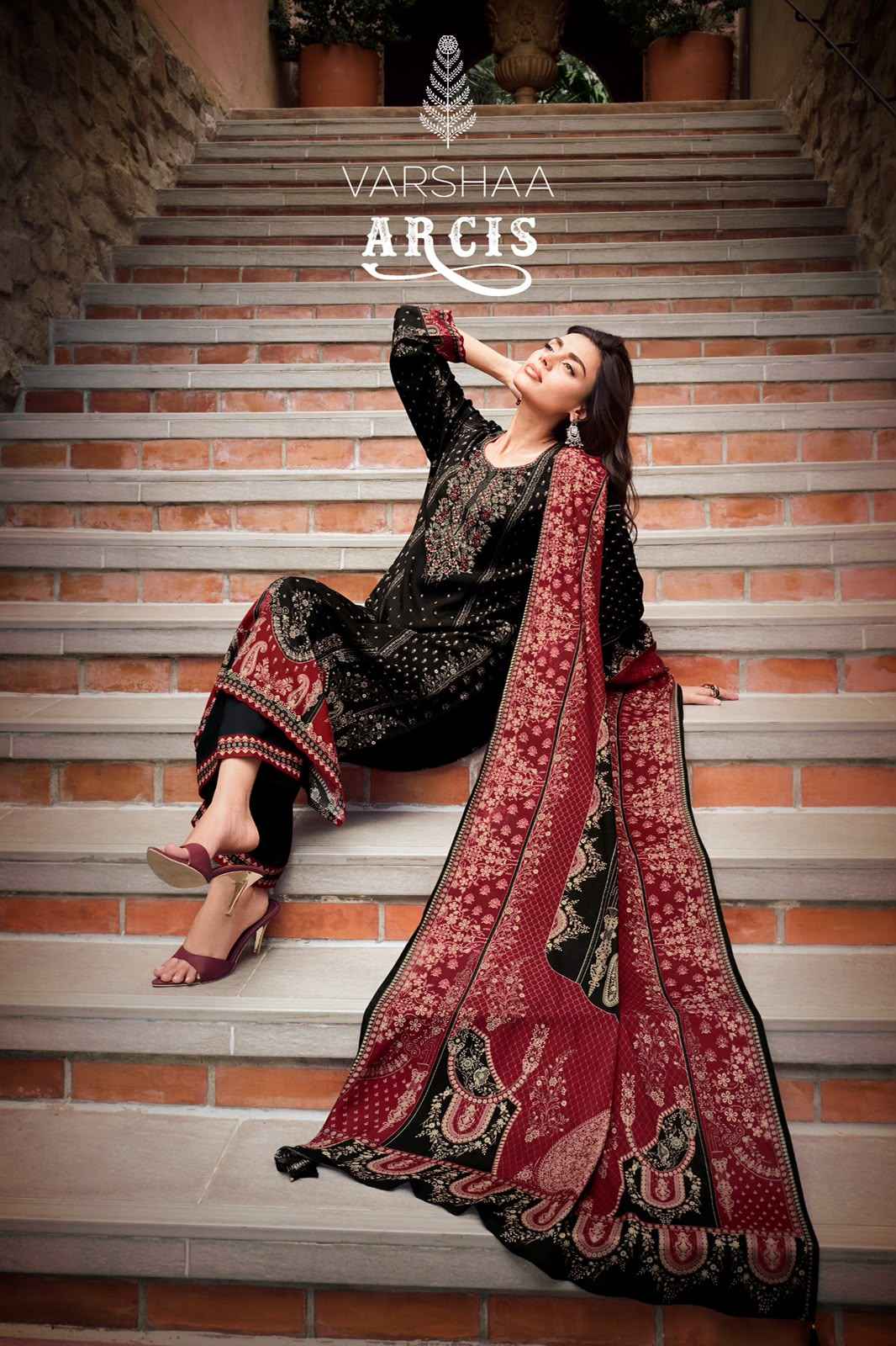 Varshaa Arcis Viscouse Muslin Dress Material 4 pcs Catalogue