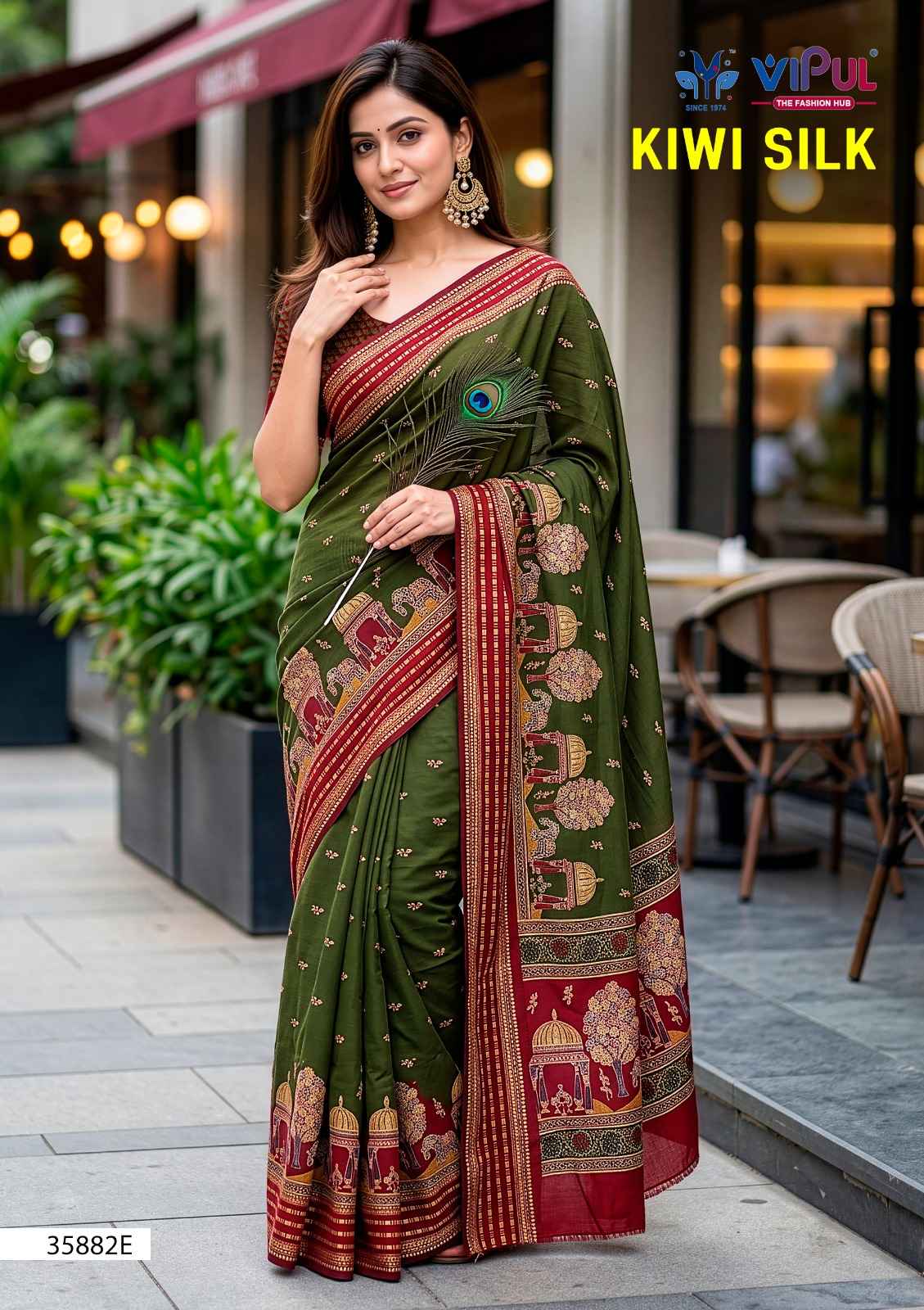 Vipul Kiwi Silk Silk Saree 6 pcs Catalogue
