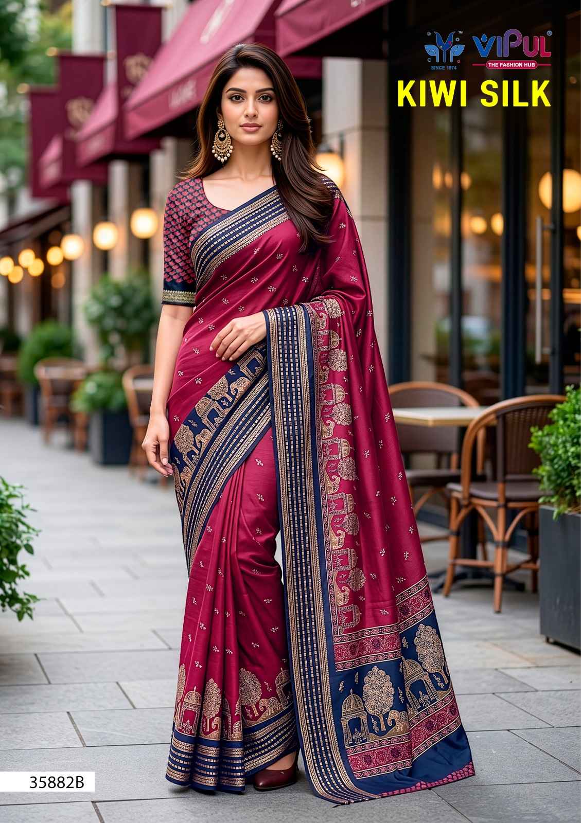 Vipul Kiwi Silk Silk Saree 6 pcs Catalogue