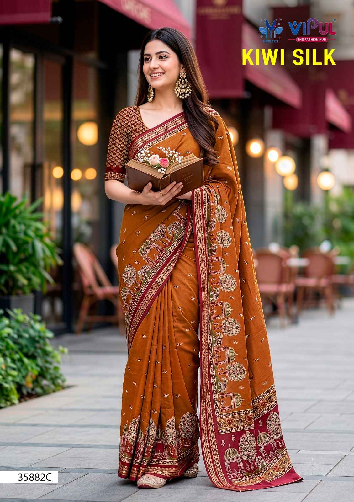 Vipul Kiwi Silk Silk Saree 6 pcs Catalogue