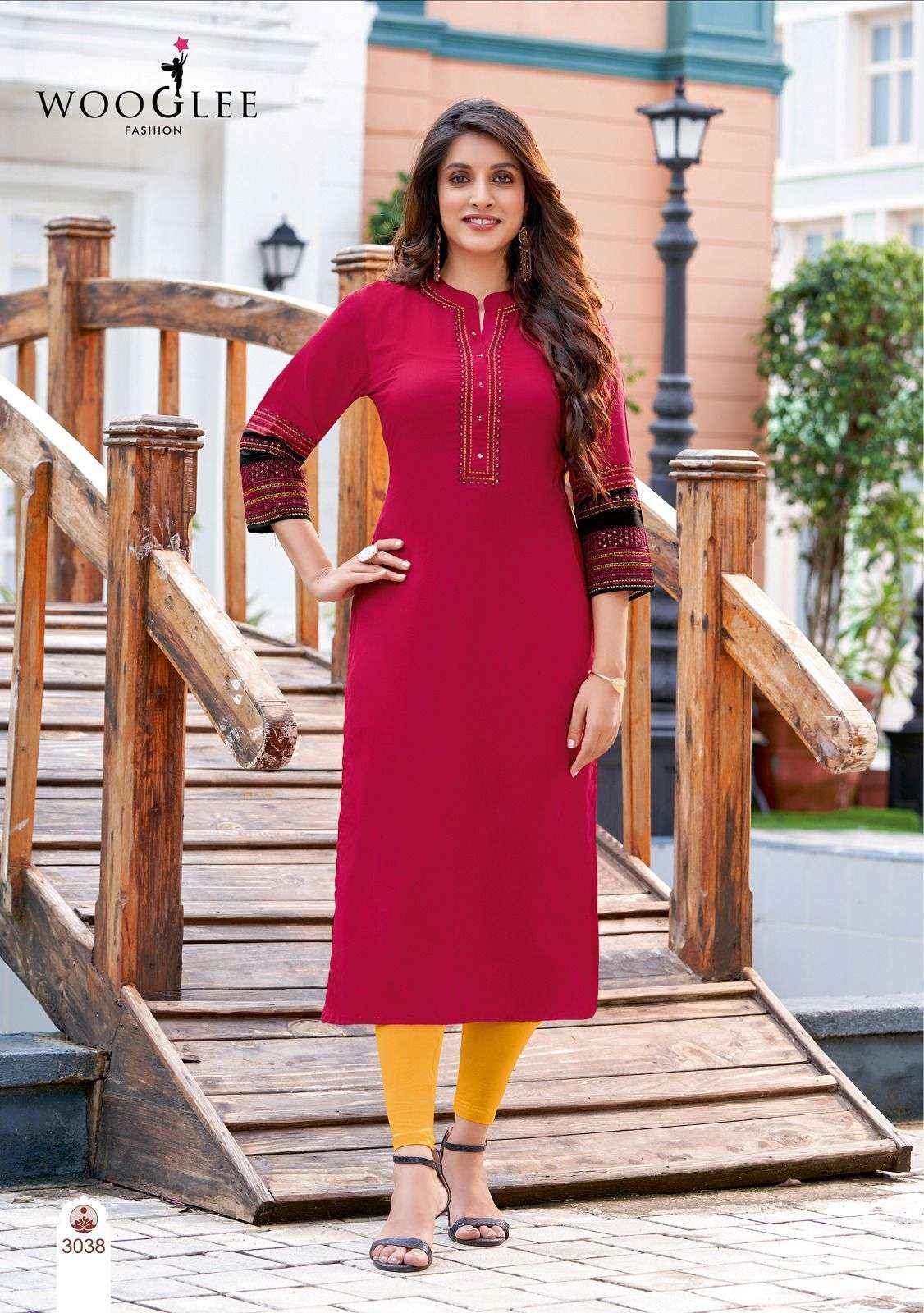 Wooglee Salonee Vol 8 Rayon Kurti 6 pcs Catalogue