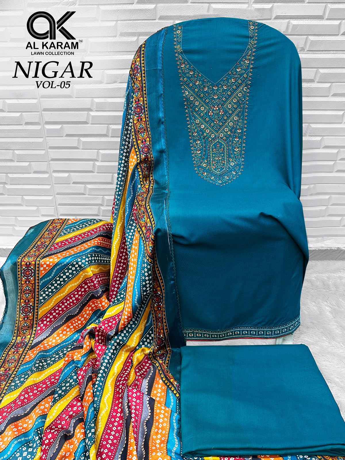 Al Karam Nigar Edition 5 Reyon Dress Material 5 pcs Catalogue