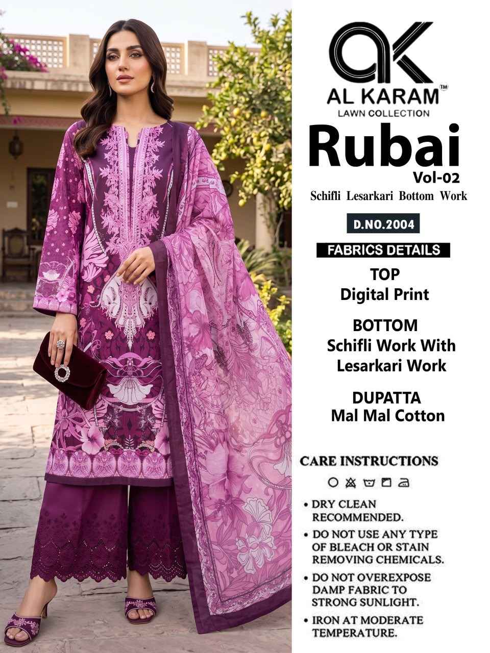 Al Karam Rubai Vol 2 Cotton Dress Material 6 pcs Catalogue