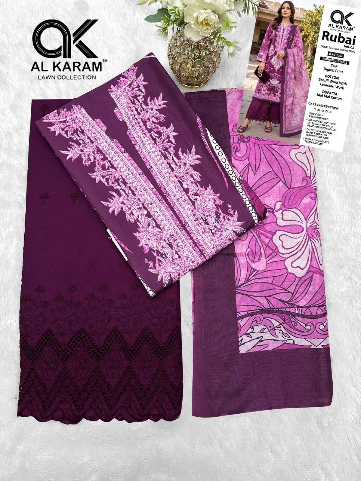 Al Karam Rubai Vol 2 Cotton Dress Material 6 pcs Catalogue