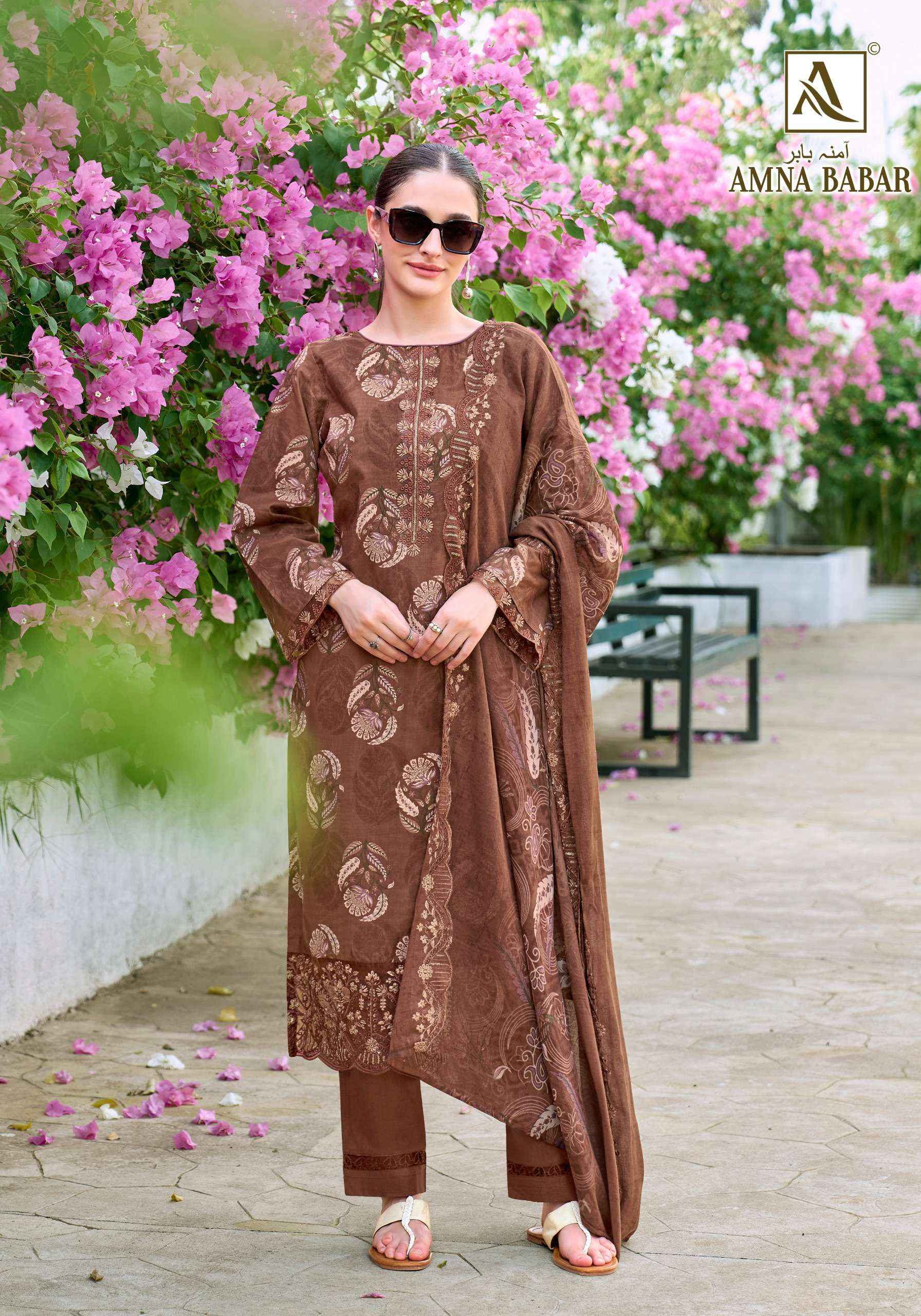Alok Amna Babar Cambric Cotton Dress Material 6 pcs Catalogue