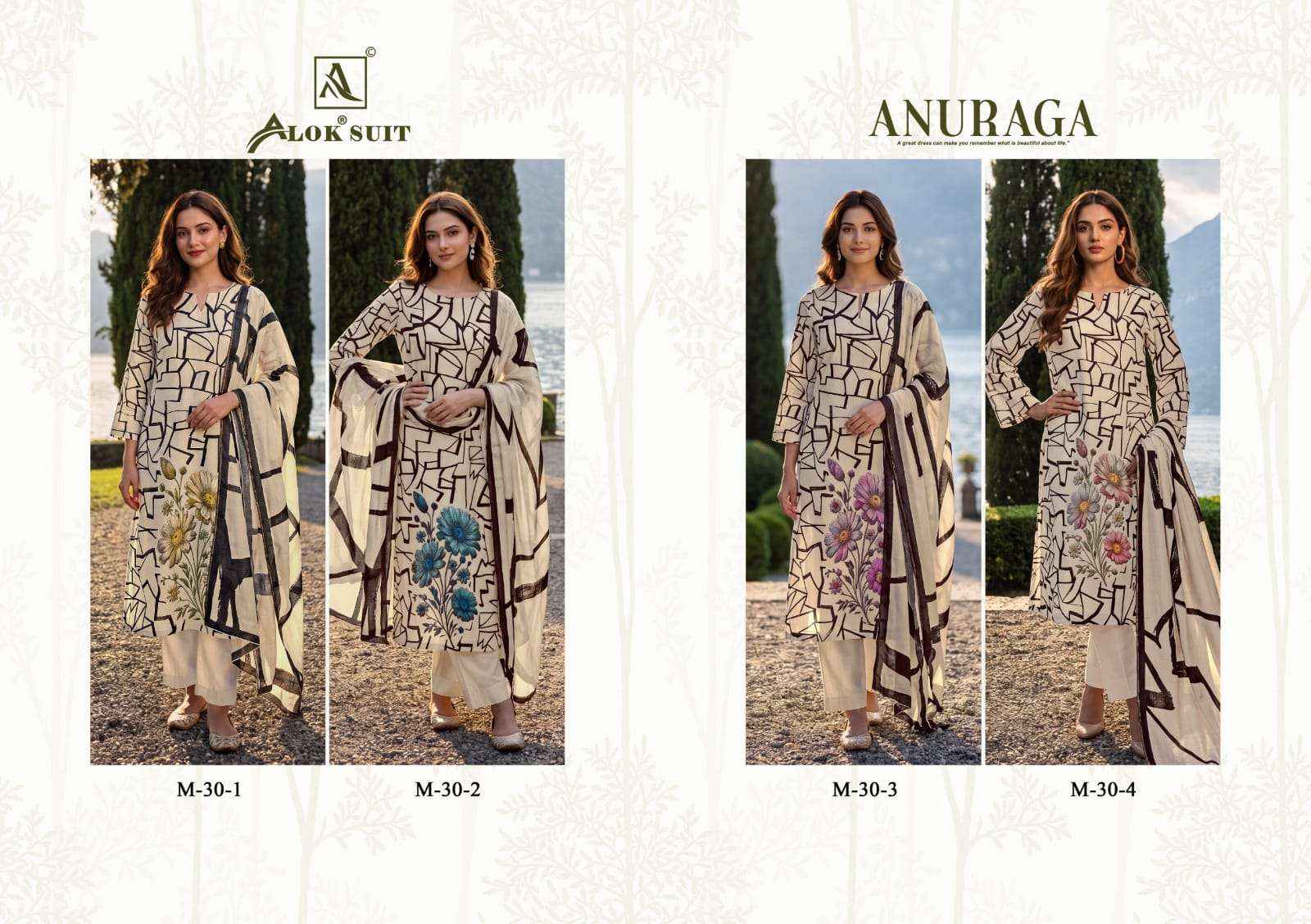 Alok Anuraga Viscose Maslin Dress Material 4 pcs Catalogue