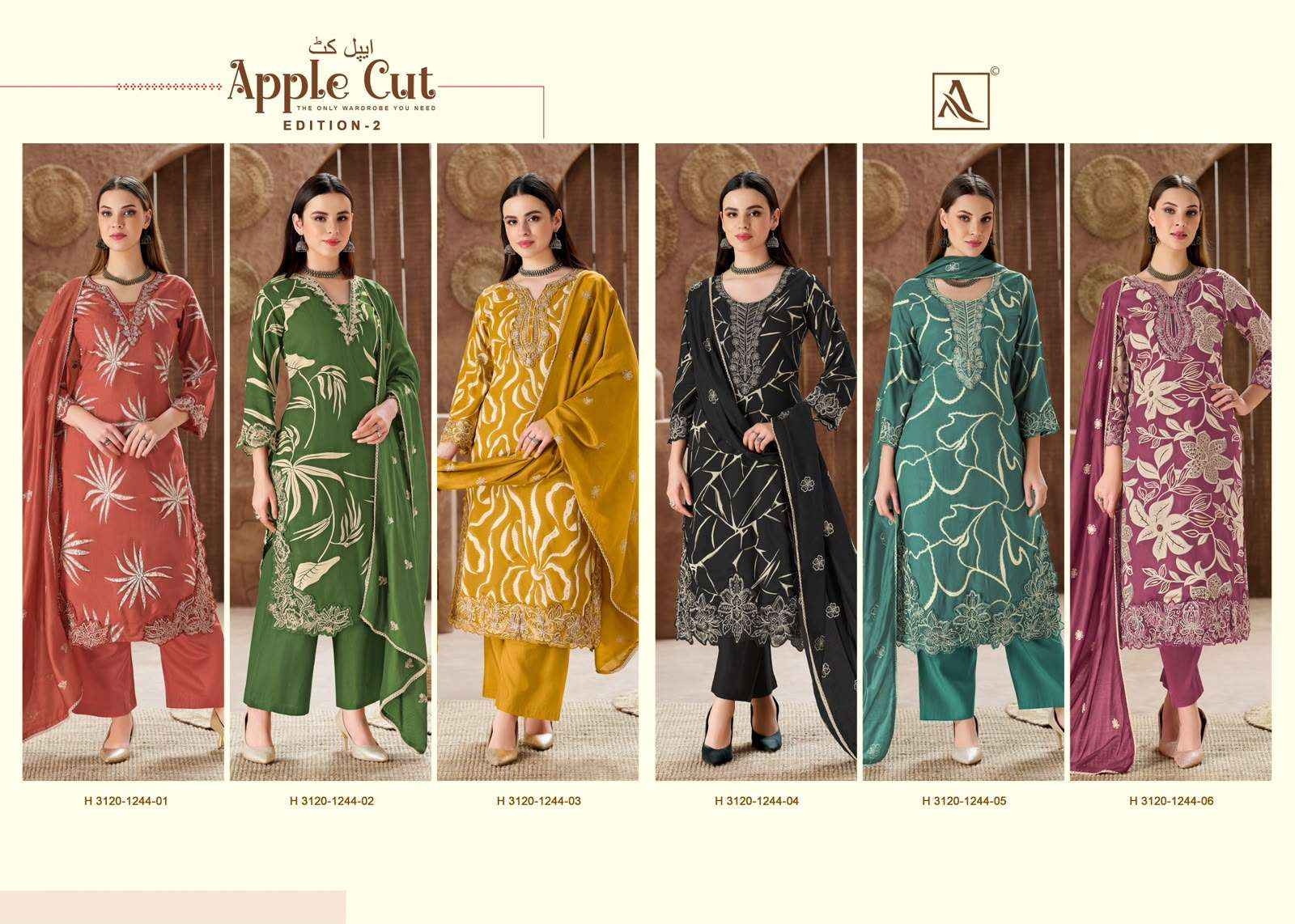 Alok Apple Cut Edition 2 Viscose Dress Material 6 pcs Catalogue