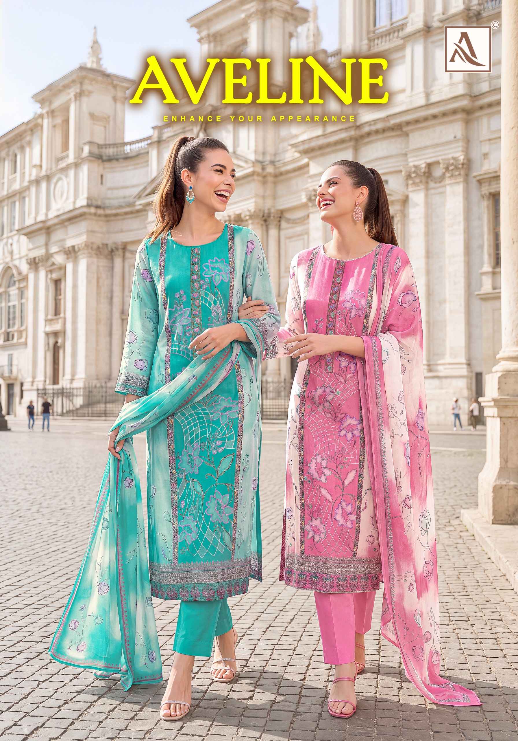 Alok Aveline Viscose Maslin Dress Material 6 pcs Catalogue