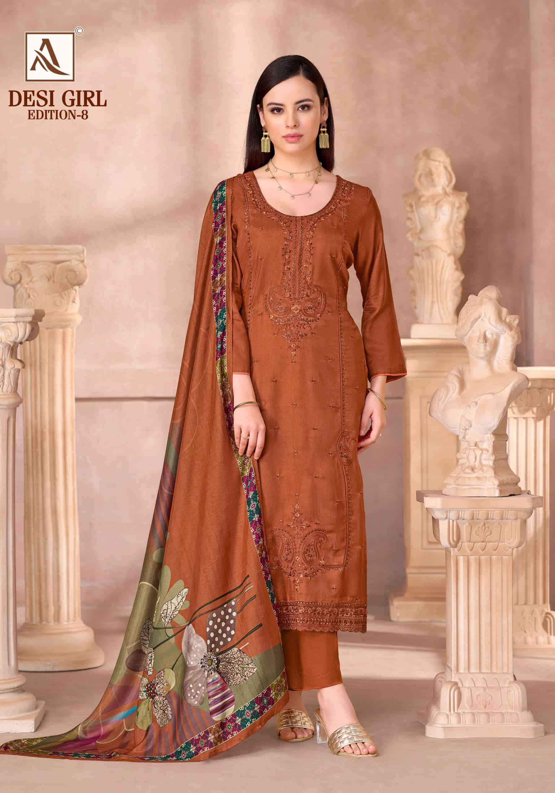 Alok Desi Girl Edition 8 Viscose Maslin Dress Material 6 pcs Catalogue