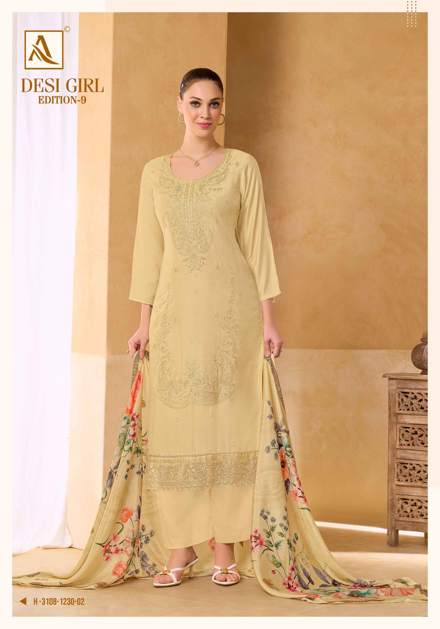 Alok Desi Girl Edition 9 Viscose Maslin Dress Material 6 pcs Catalogue