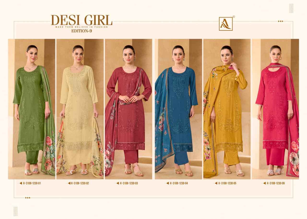 Alok Desi Girl Edition 9 Viscose Maslin Dress Material 6 pcs Catalogue