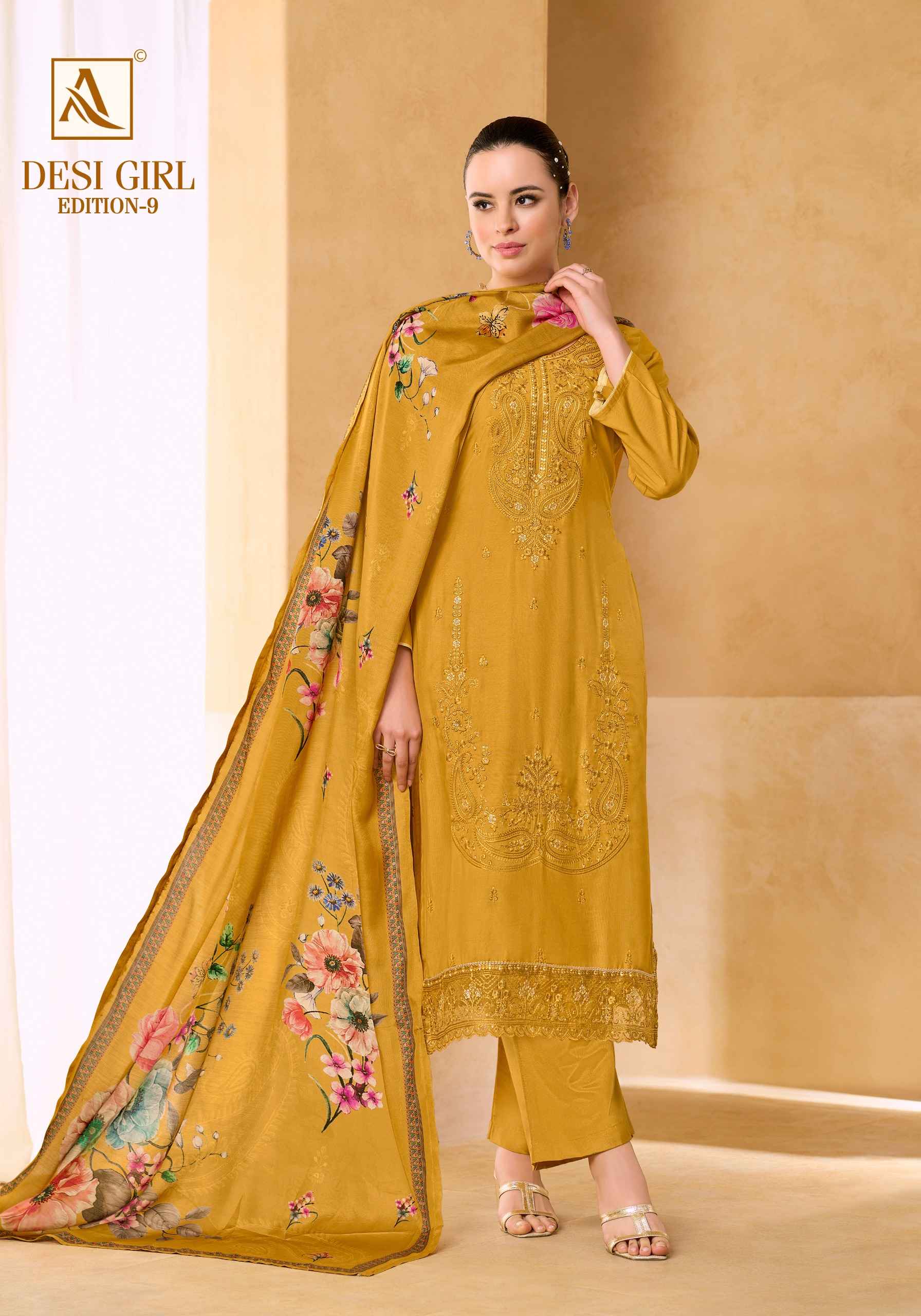 Alok Desi Girl Edition 9 Viscose Maslin Dress Material 6 pcs Catalogue