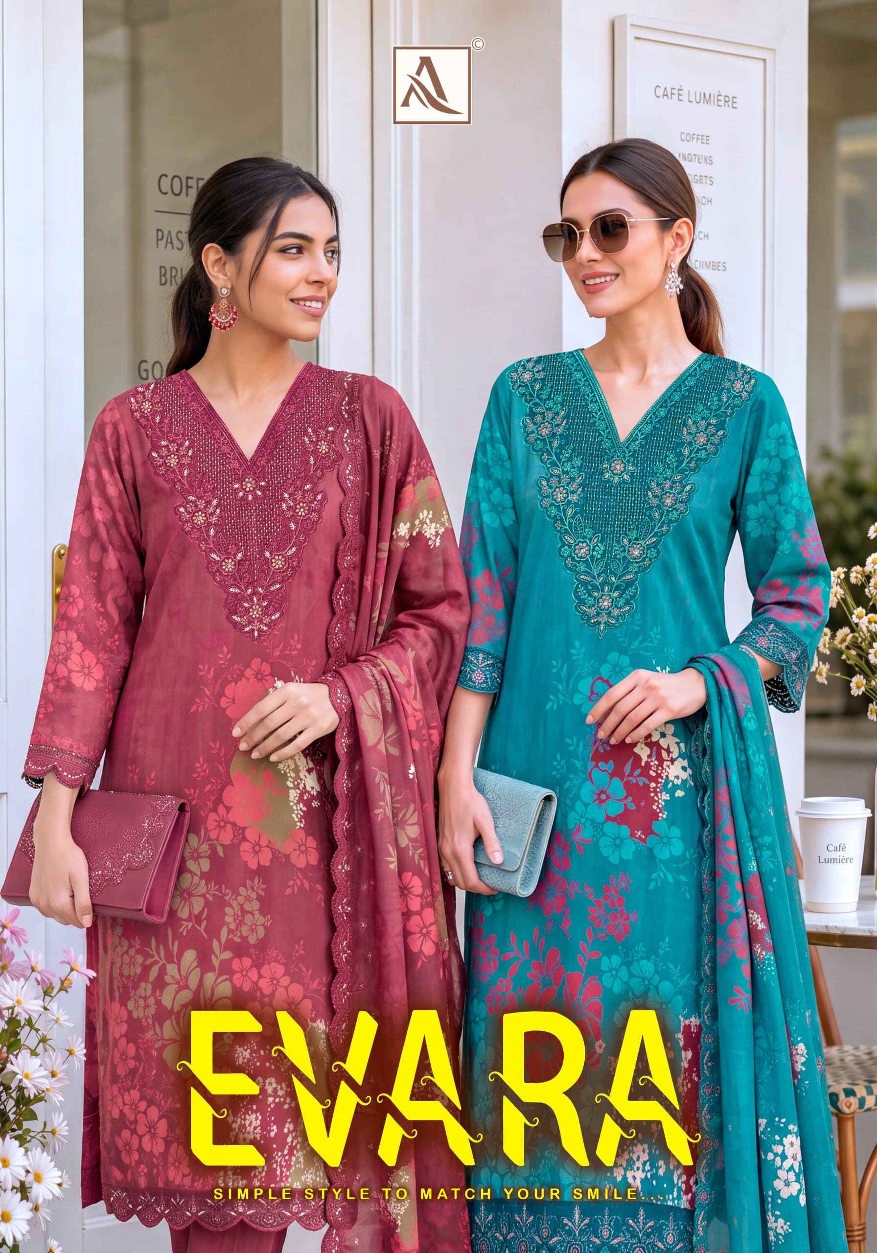 Alok Evara Viscose Maslin Dress Material 6 pcs Catalogue