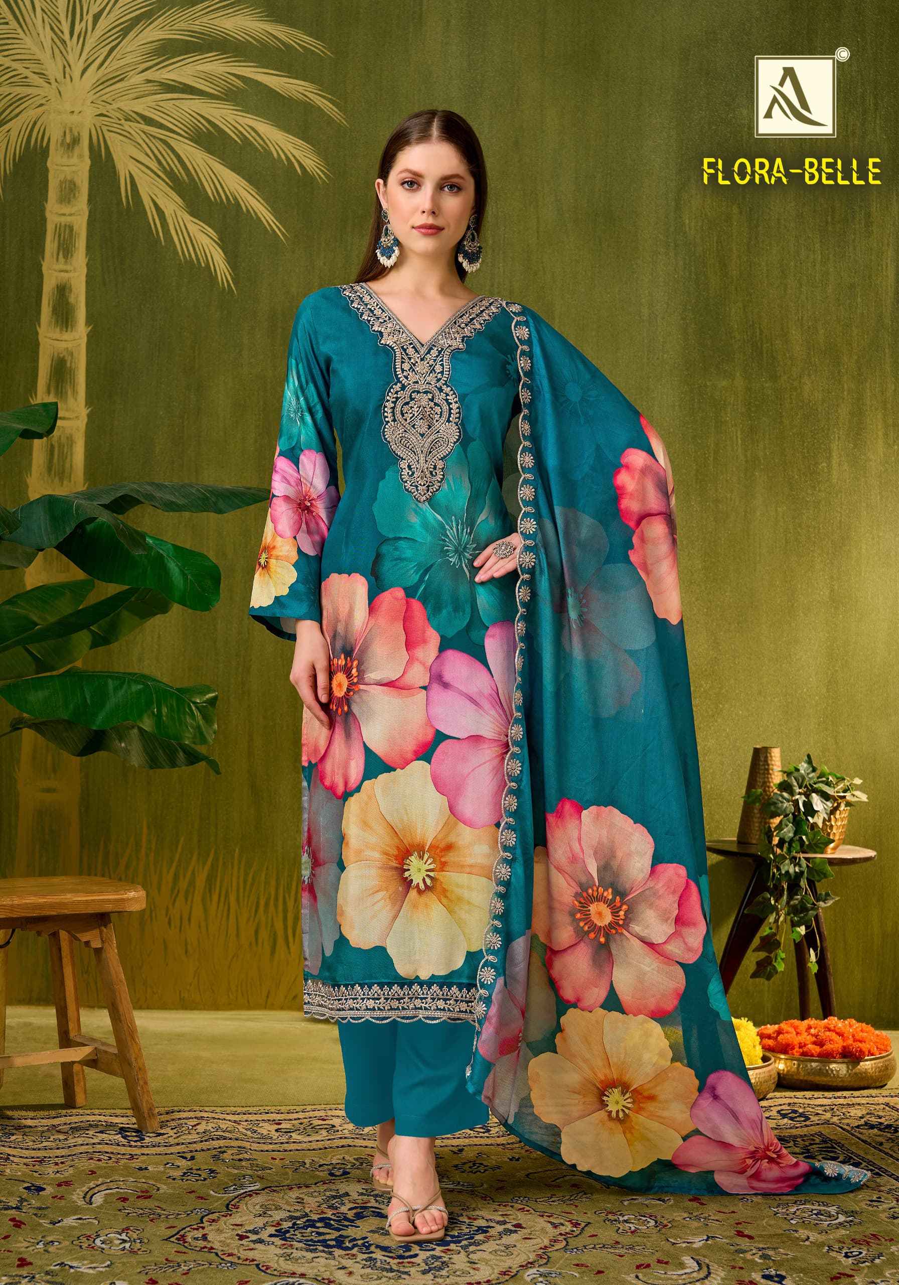 Alok Flora Belle Maslin Dress Material 6 pcs Catalogue