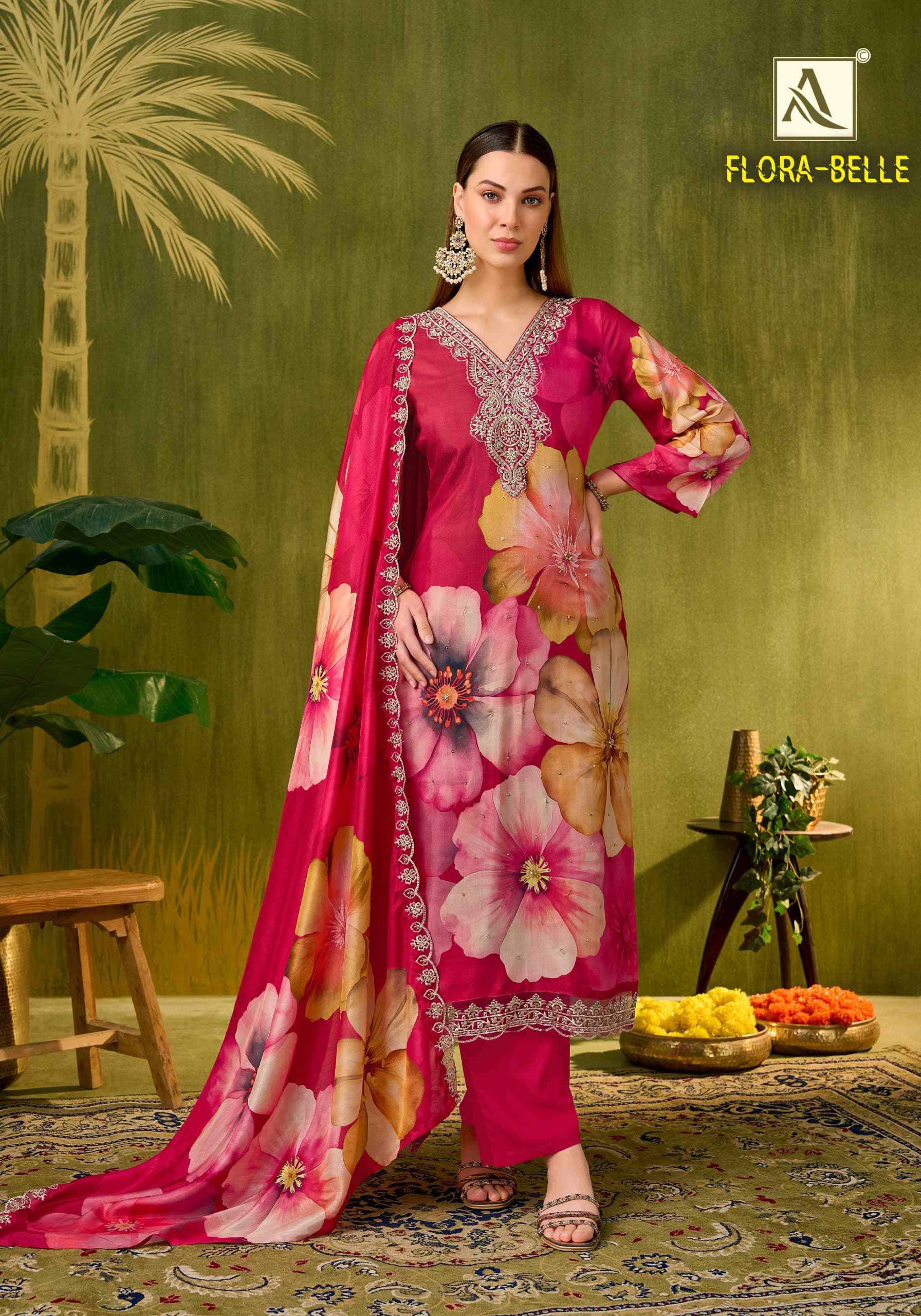 Alok Flora Belle Maslin Dress Material 6 pcs Catalogue